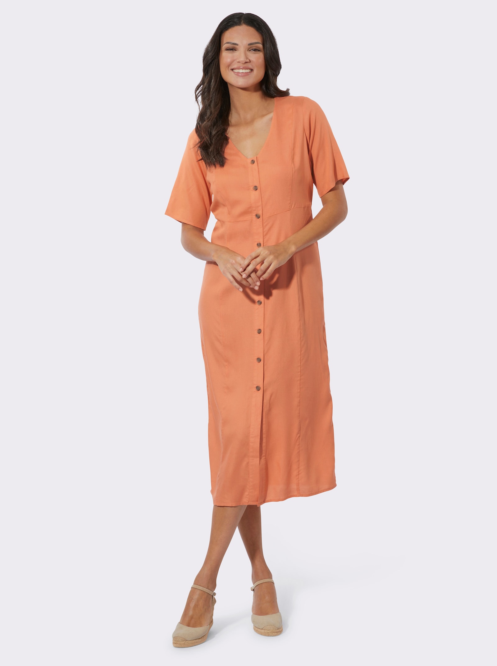 Sommerkleid aus reiner Viskose - papaya