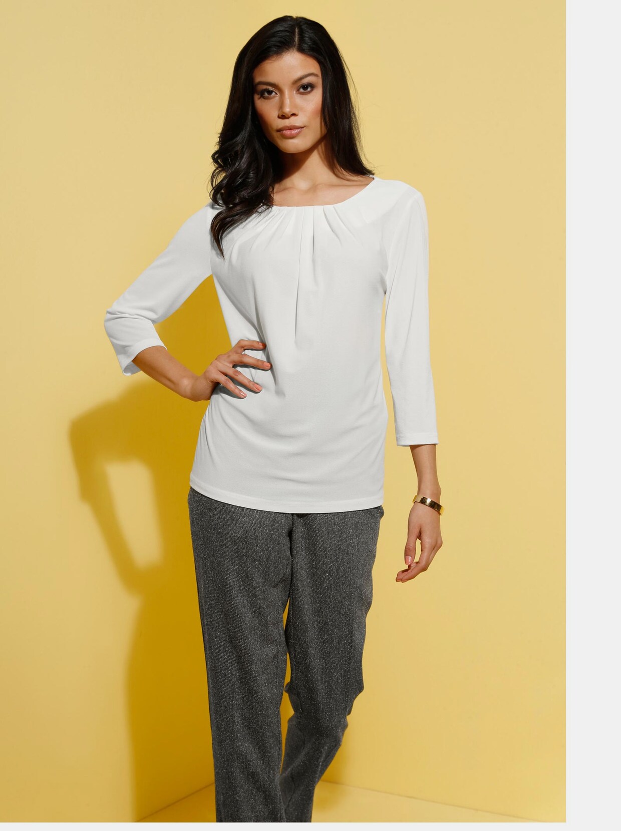 3/4-Arm-Shirt - wollweiß