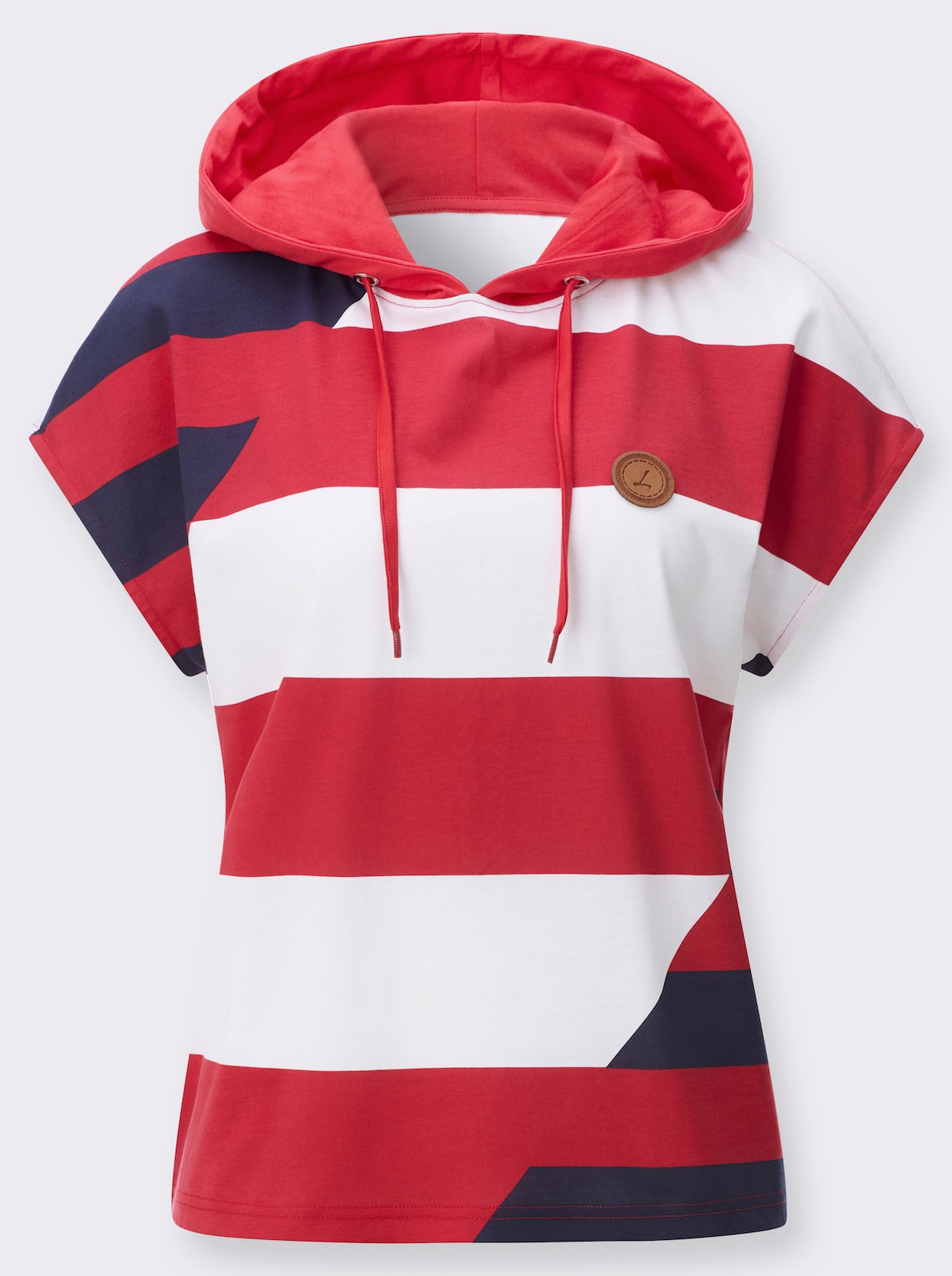 Kapuzenshirt - erdbeere-weiß-gemustert