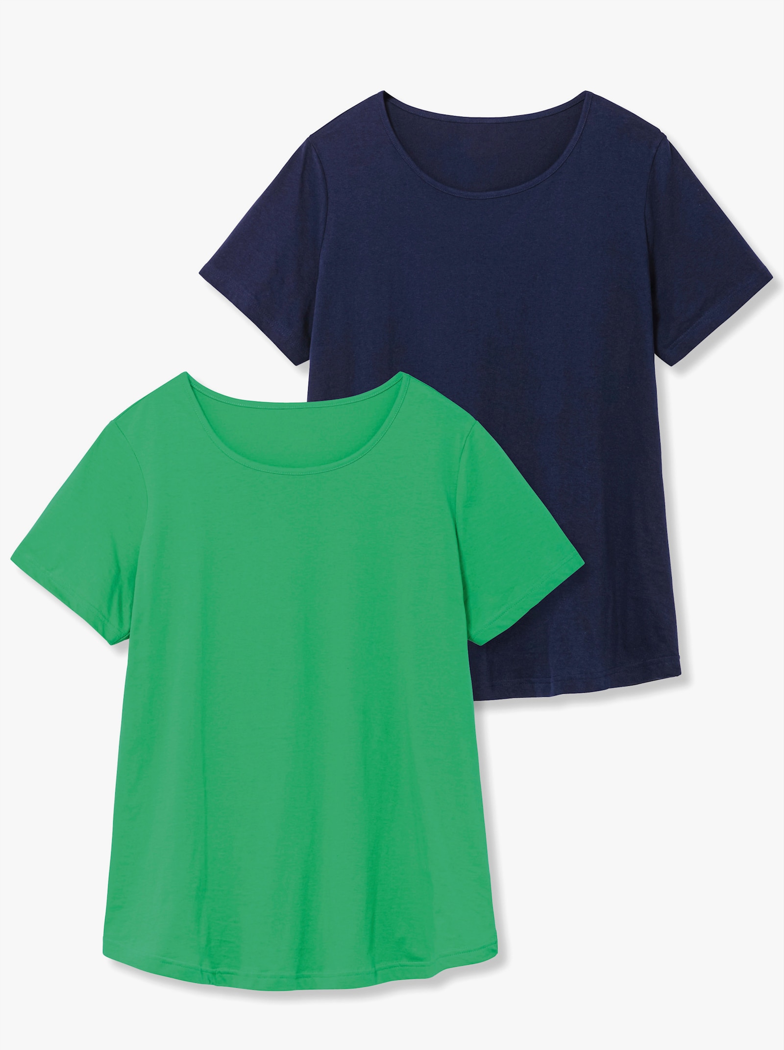 Longshirt im Doppelpack - grasgrün + marine