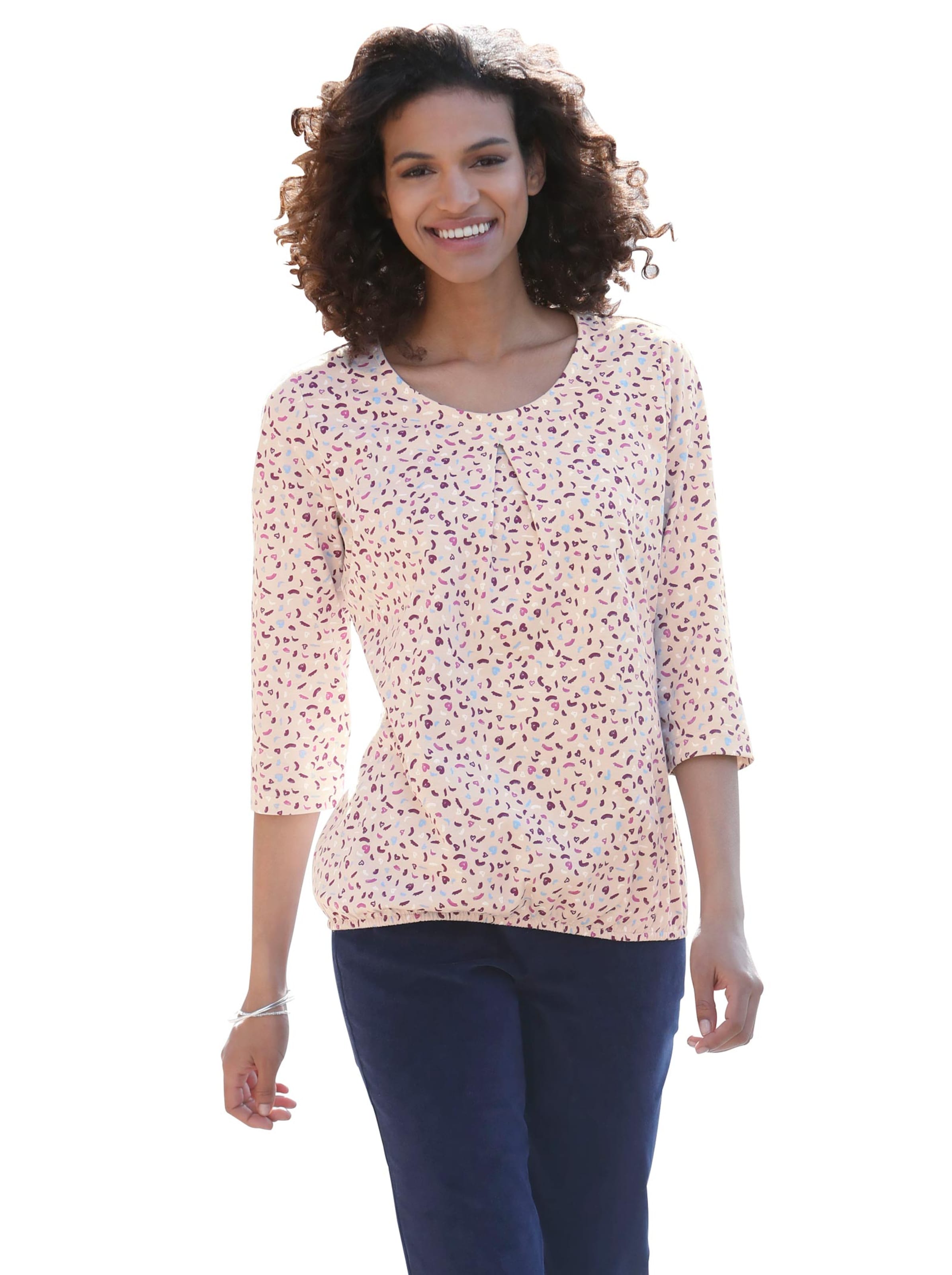 Shirt - sand-fuchsia-gemustert