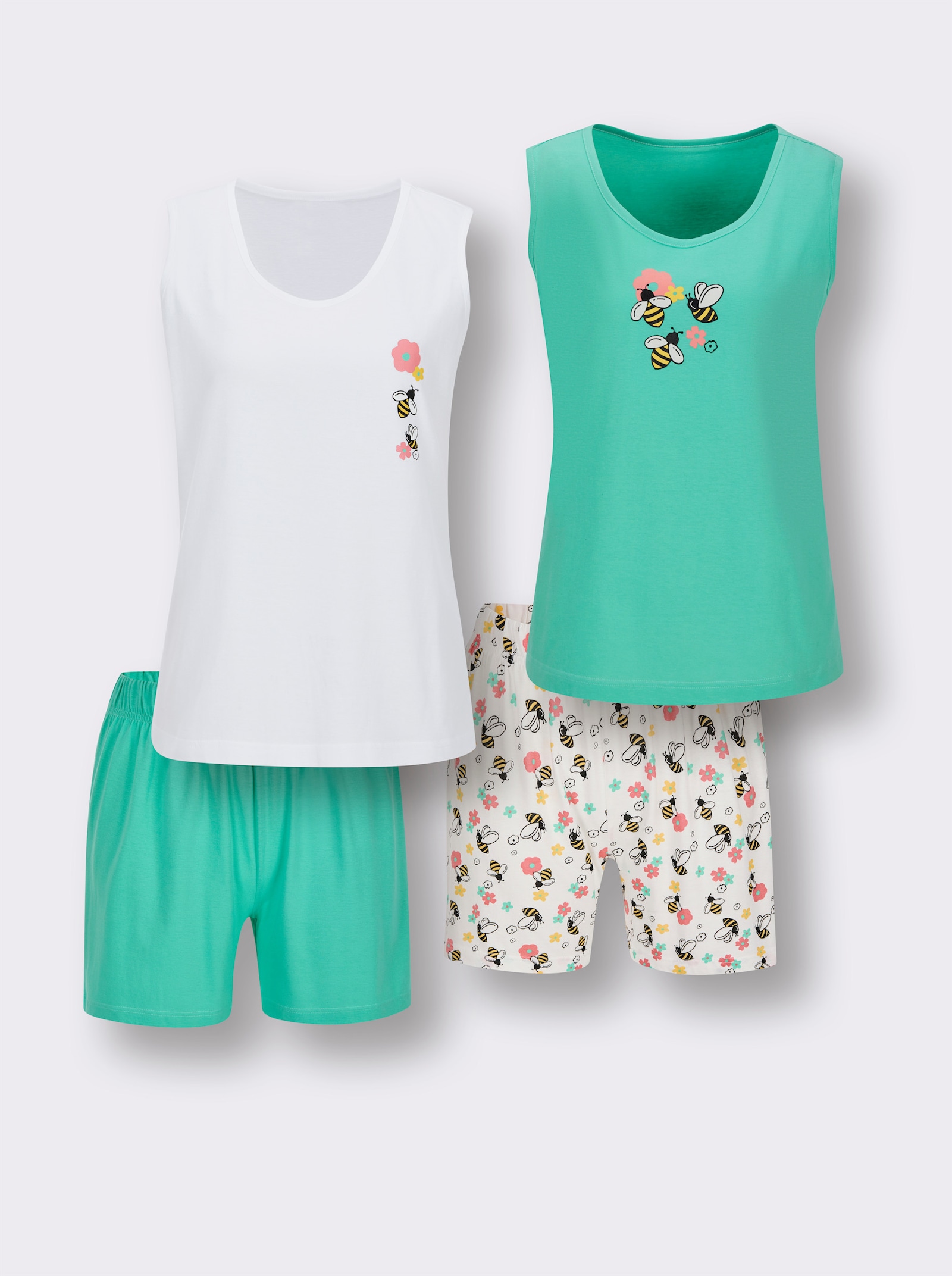 wäschepur Shortys - blaugrün-gelb-bedruckt + flamingo