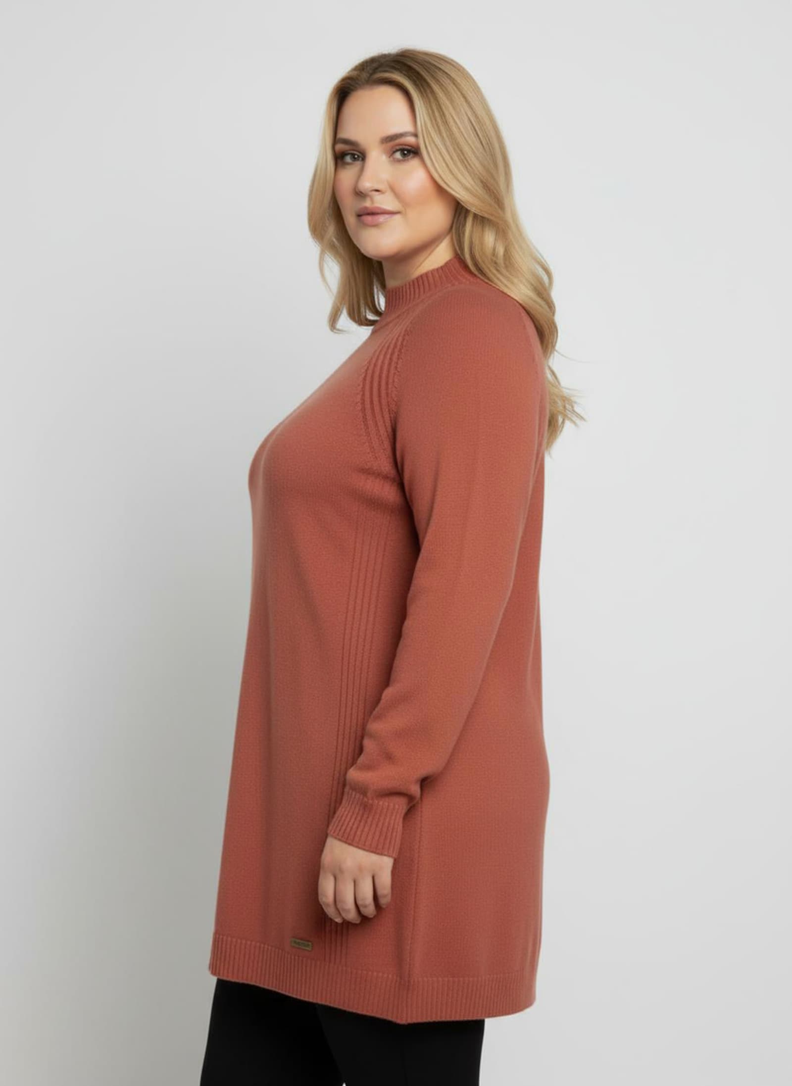 Longpullover mit abgerundetem Saum - terra