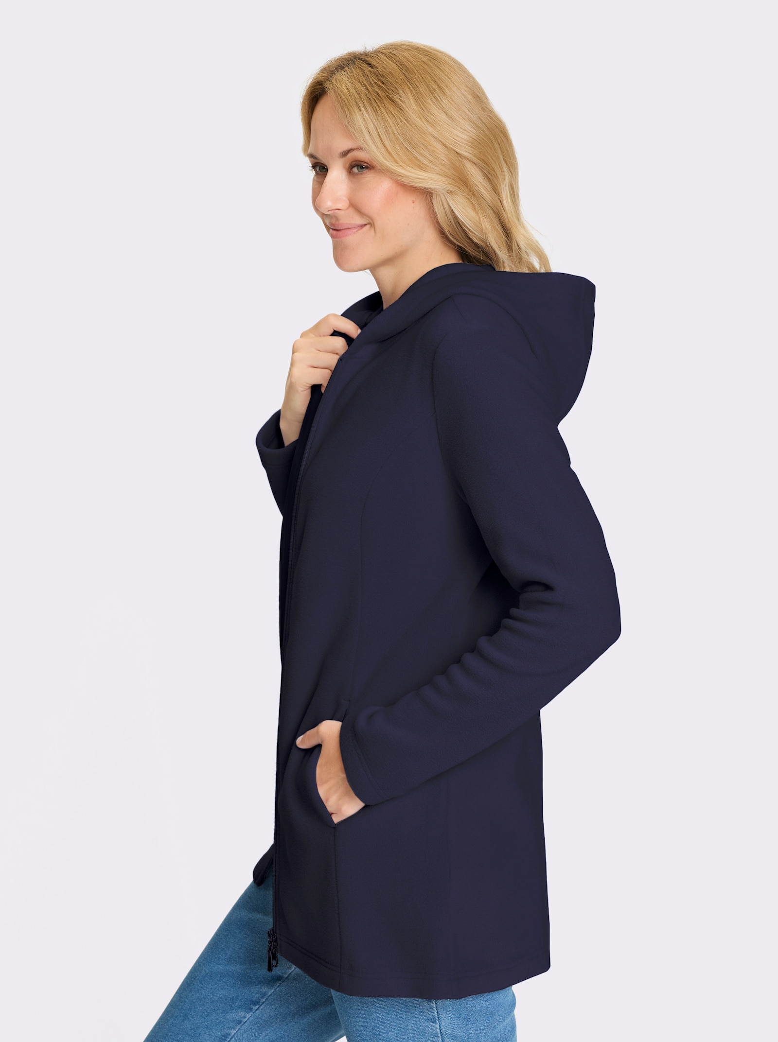 Fleecejacke in Longform - marine