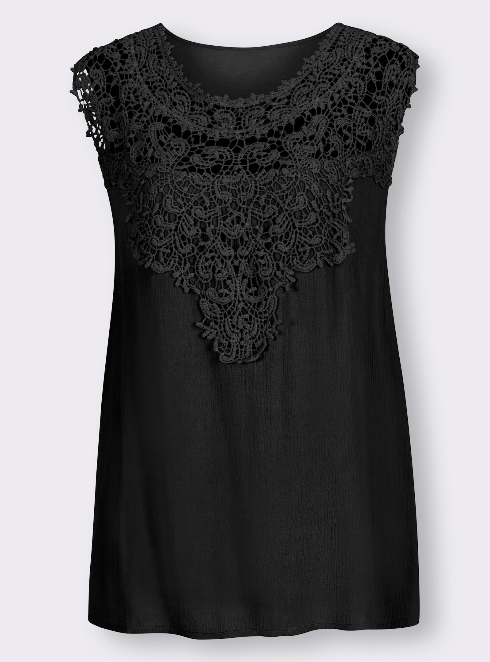 heine Spitzentop in Crinkle-Optik - schwarz
