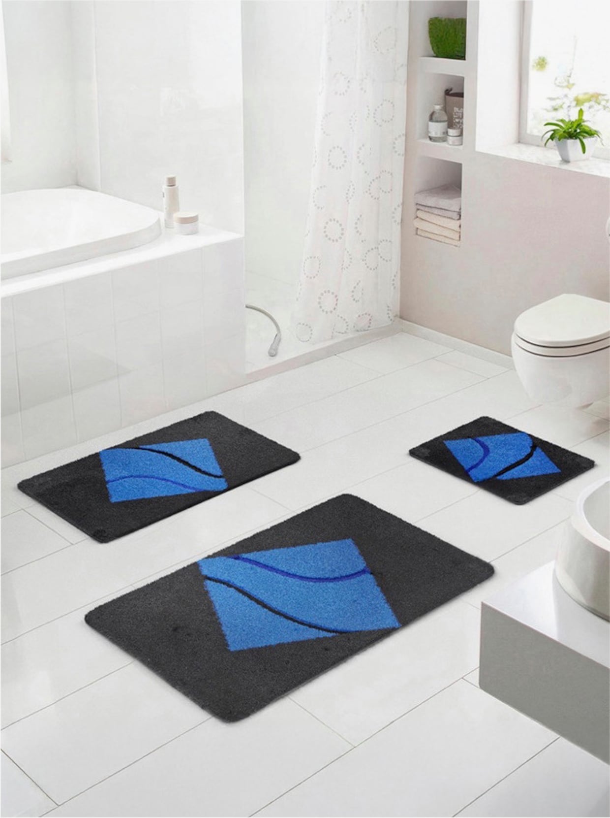 Badematte - blau-grau