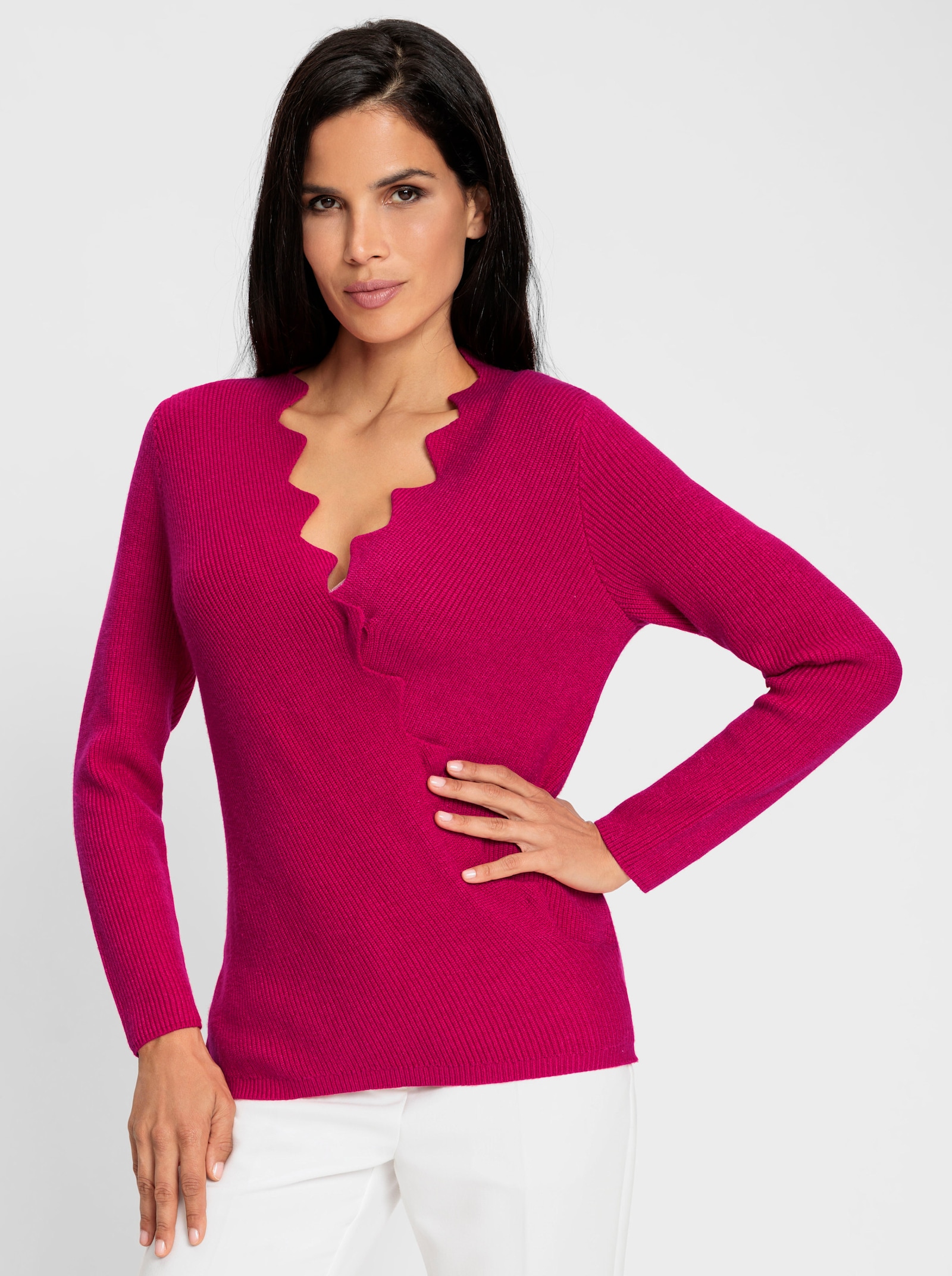 heine Langarm-Pullover in Wickel-Optik - pink
