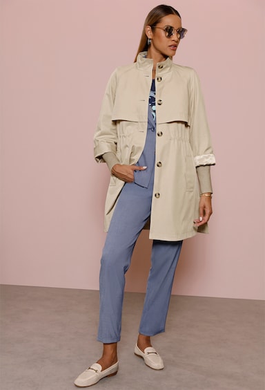 Kurzmantel im Trenchcoat-Style - sand