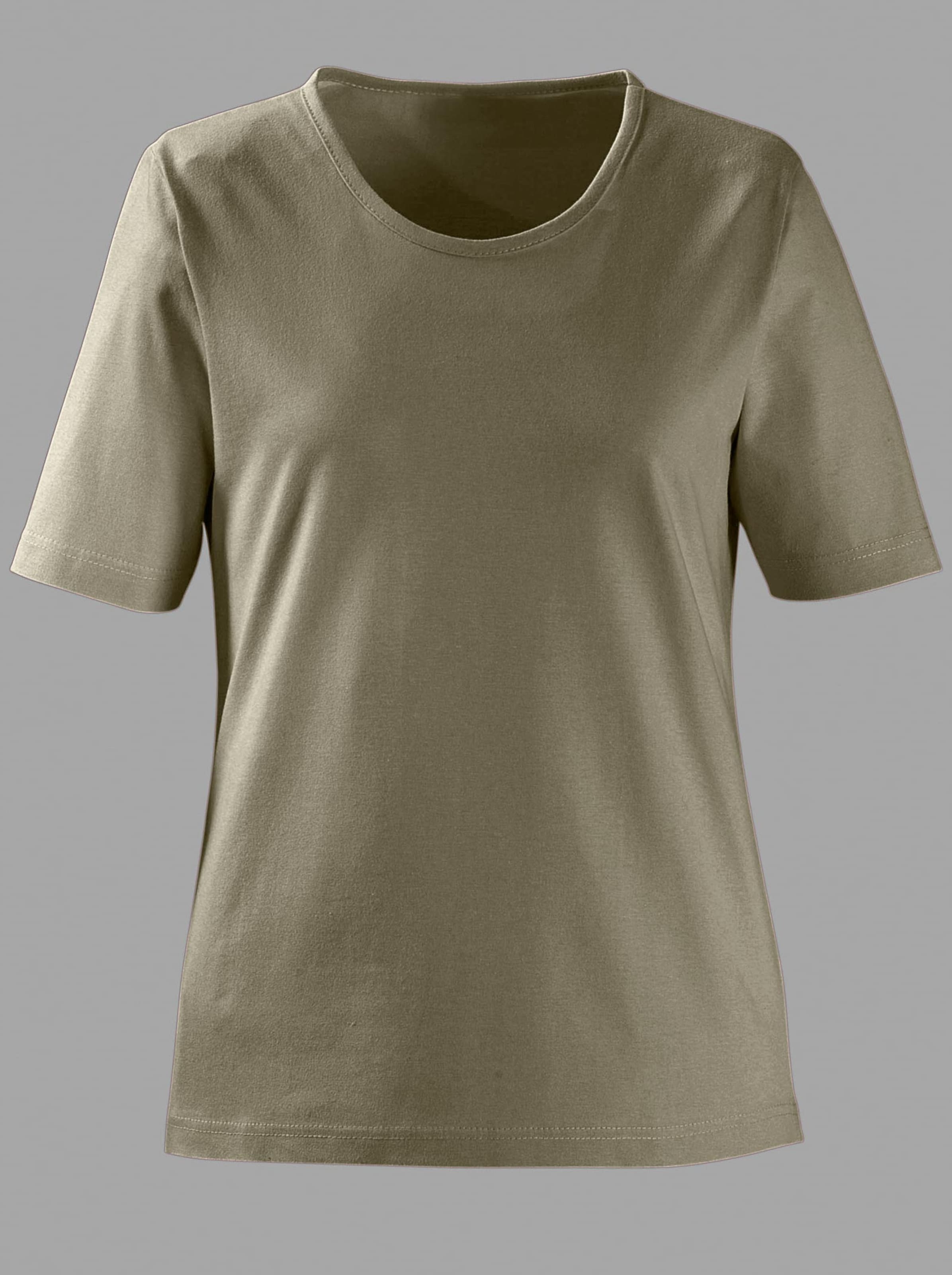 Damenmode Shirts Rundhalsshirt in oliv 