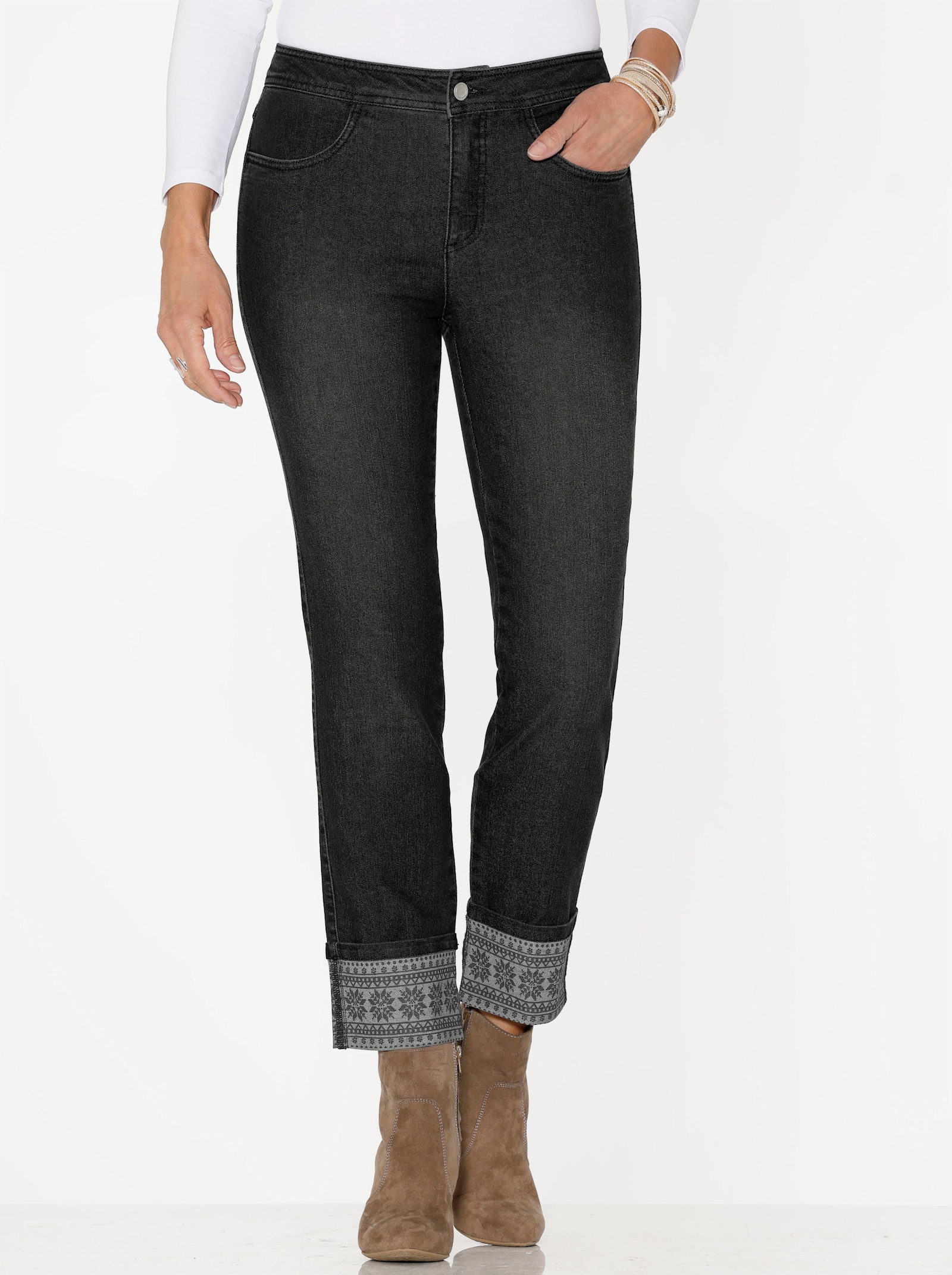 7/8-Jeans mit Saumumschlag - graphit-denim