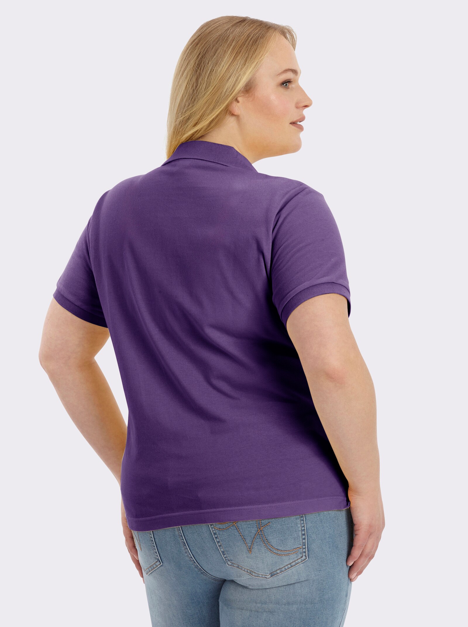 Poloshirt mit Seitenschlitzen - lila