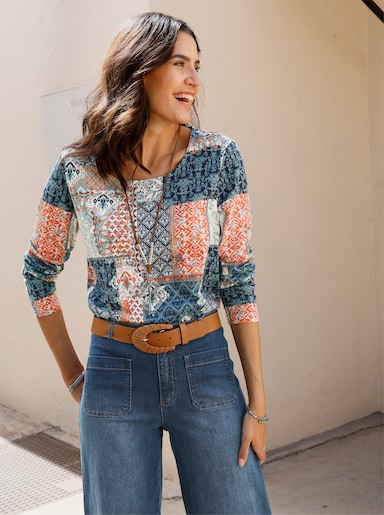 Print-Shirt im Patchwork-Dessin - jade-terra-bedruckt