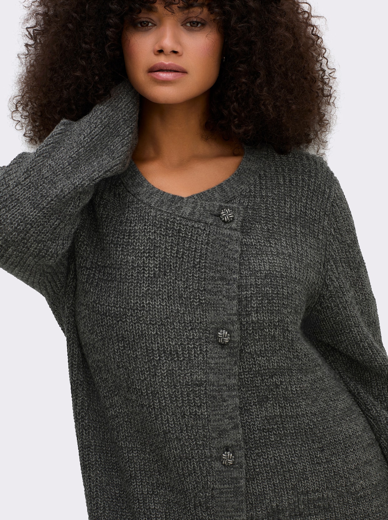 sheego Strickjacke - graphit-meliert