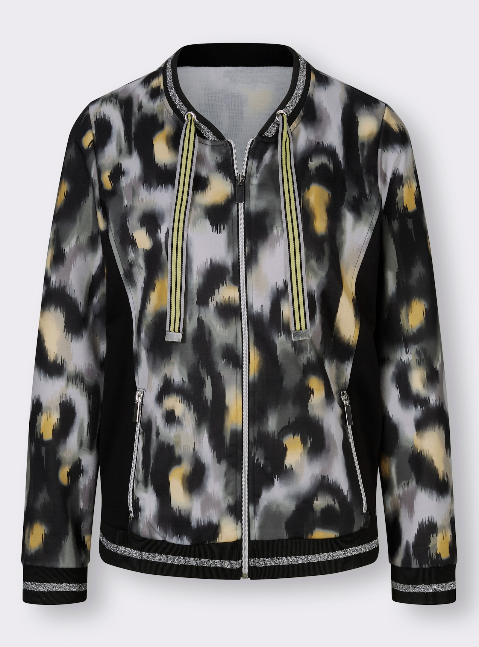 Jacke - hellgrau-zitrone-bedruckt