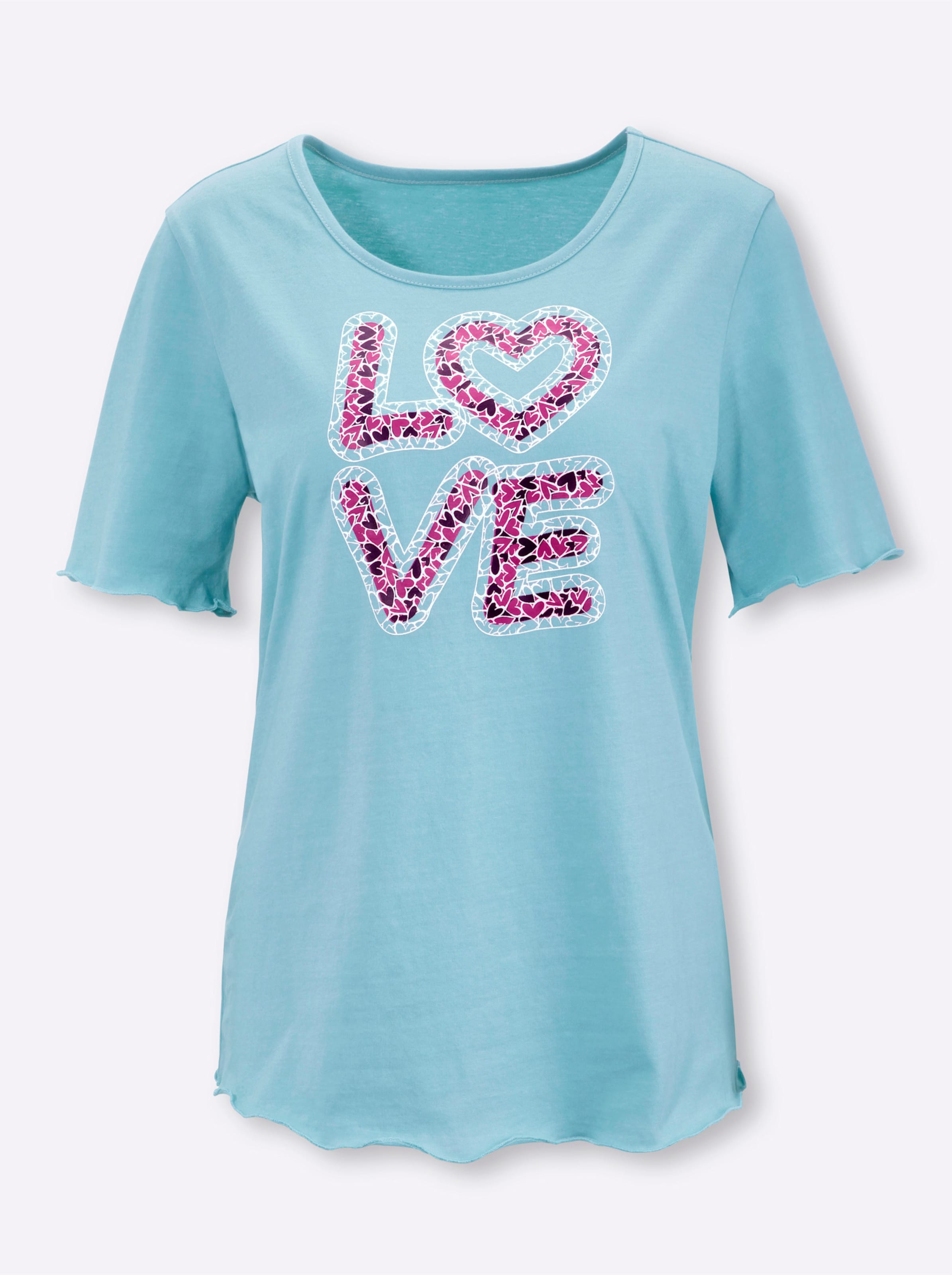 Witt Damen Kurzarmshirt mit LOVE-Print, ozean-magenta