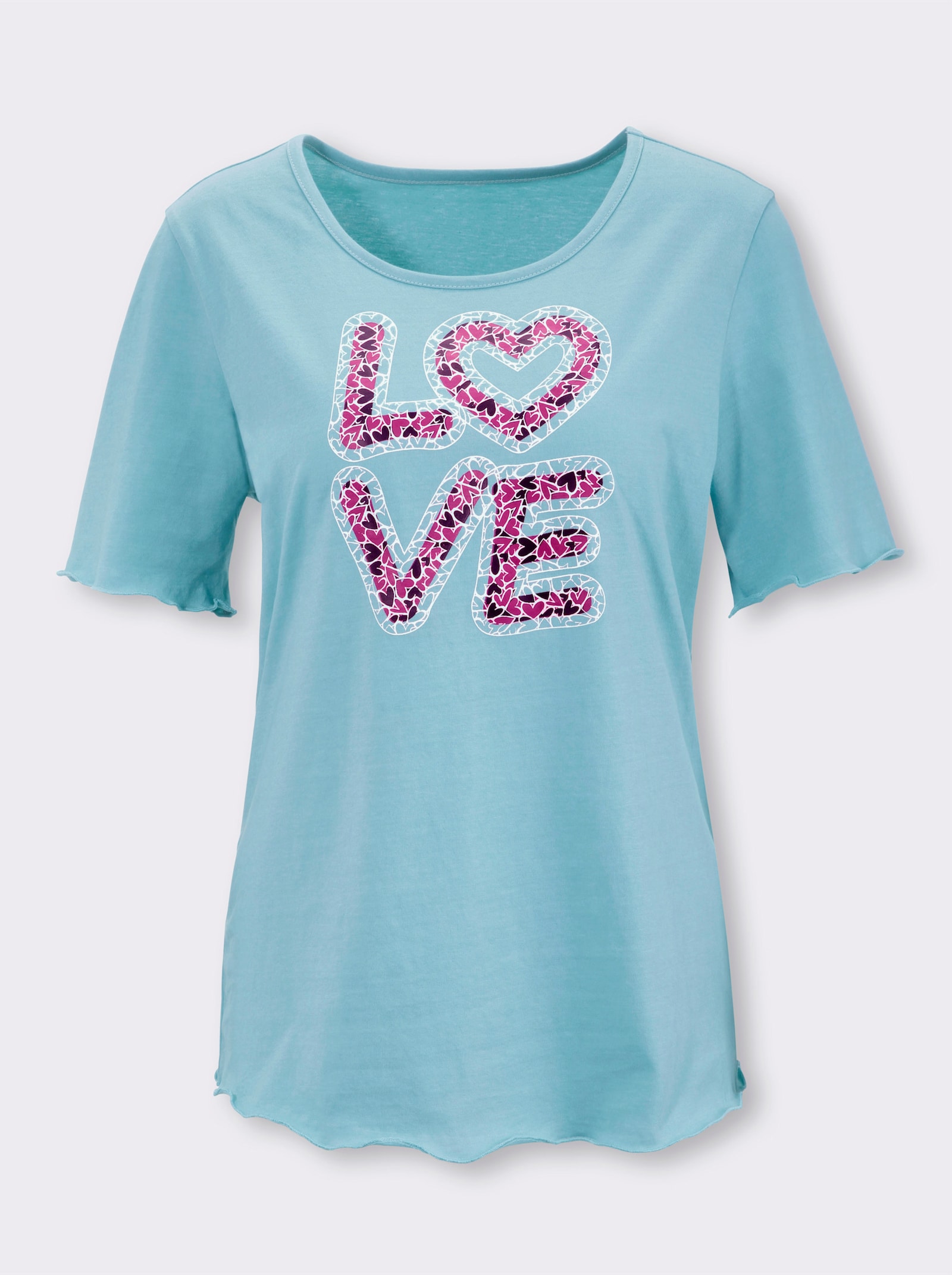 Shirt met korte mouwen en LOVE-print - oceaan/magenta