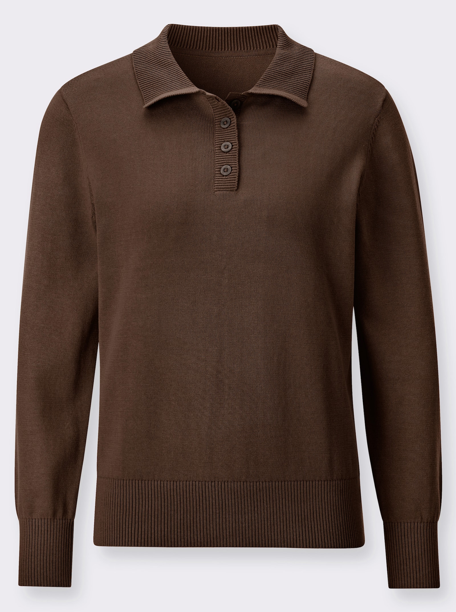Polopullover mit kurzer Knopfleiste - schoko