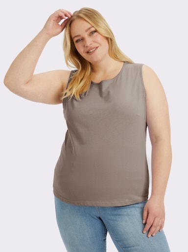 Trägertop mit Rundhals-Ausschnitt - taupe