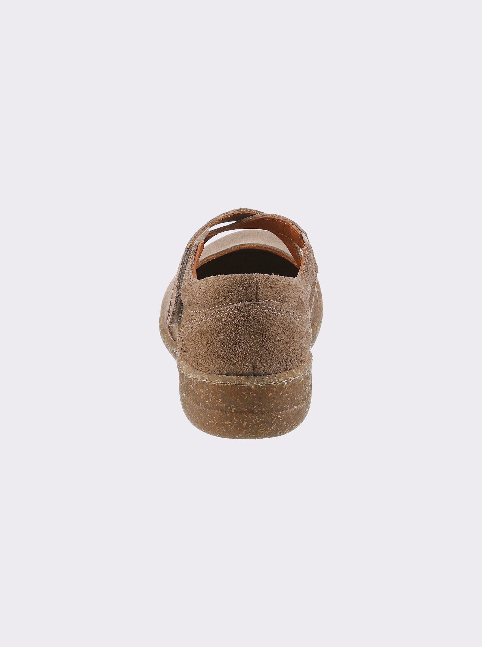 airsoft modern+ Slipper aus Veloursleder, Klettverschluss - beige