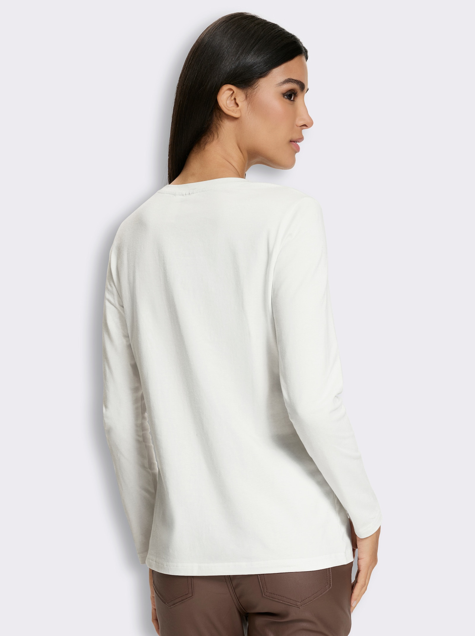 heine Print-Shirt mit Glitzersteinen - ecru