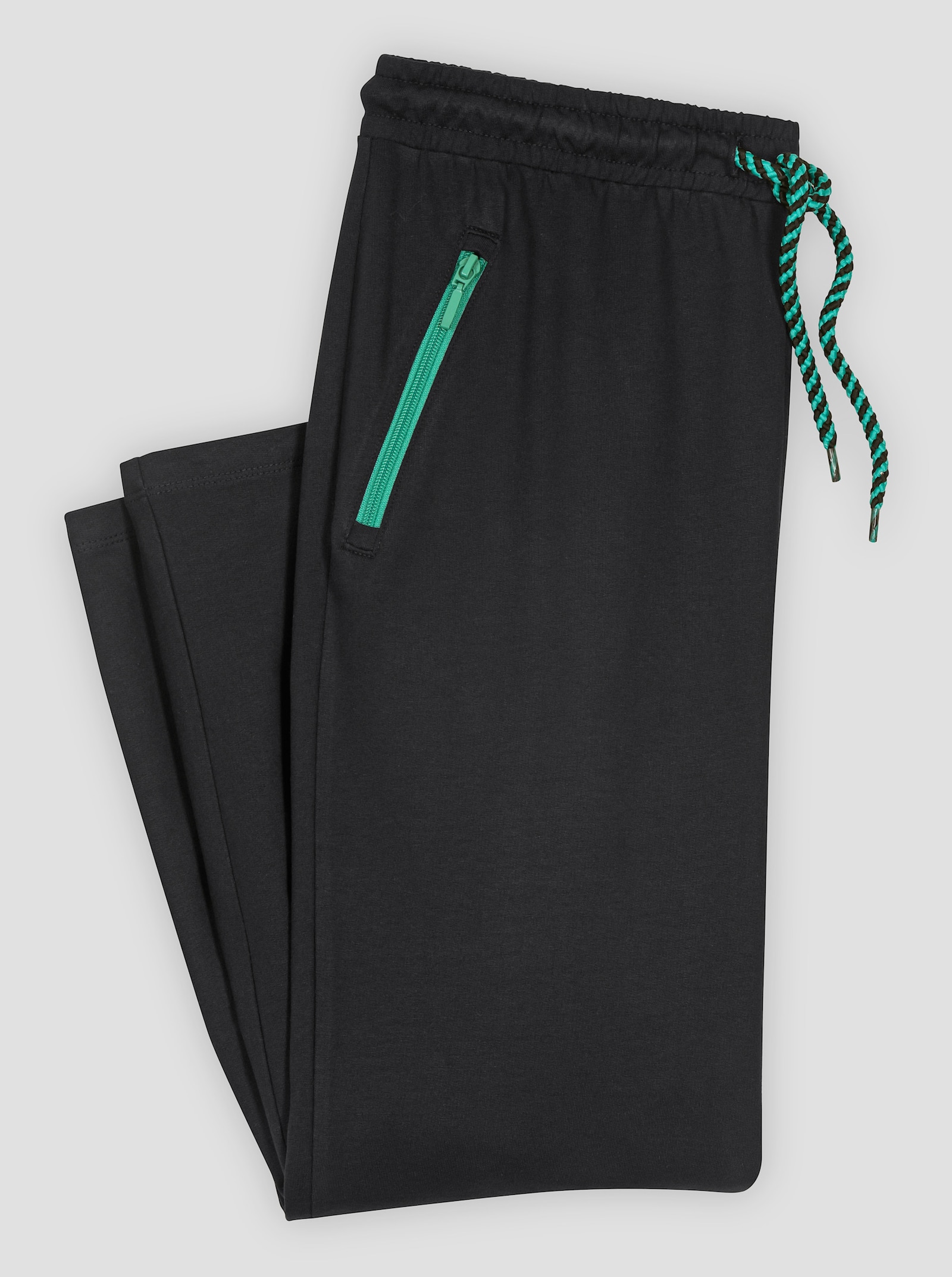 Vrijetijdsbroek met tunnelkoord - zwart/smaragdgroen