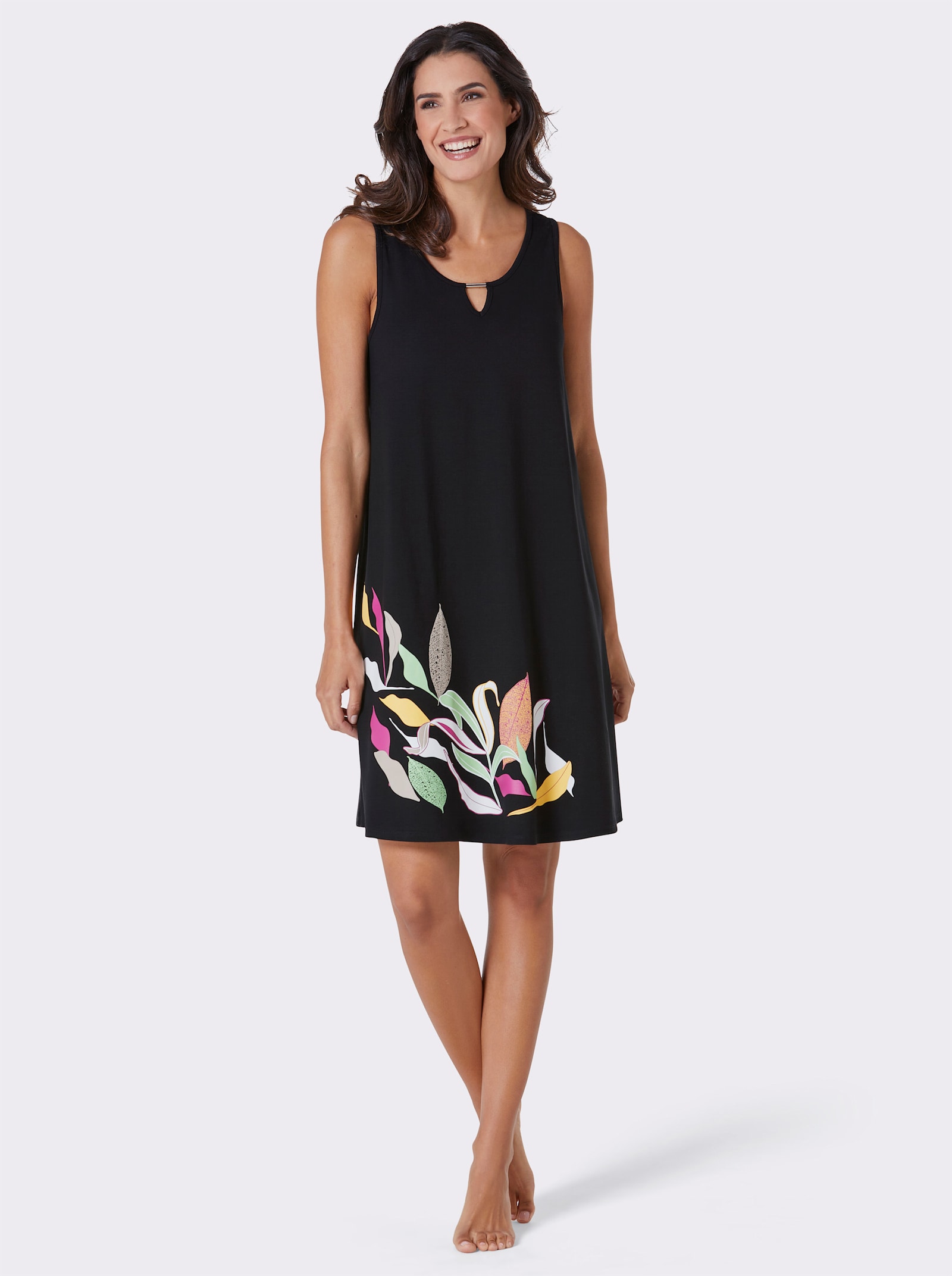 feel good Robe d'été avec boucle décorative à l'encolure - noir-fuchsia