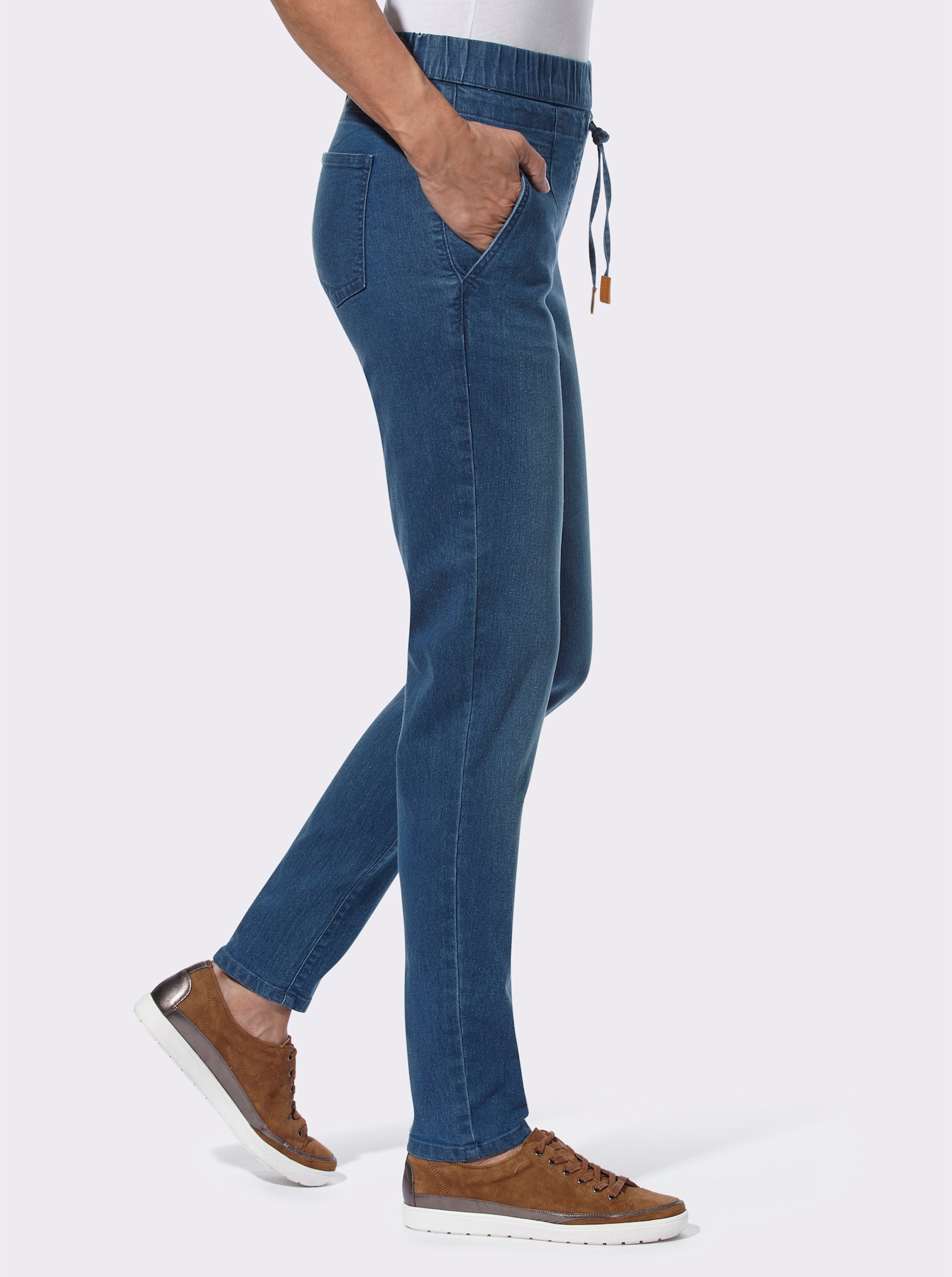 Comfortjeans in jogpantstijl - blue-stonewashed