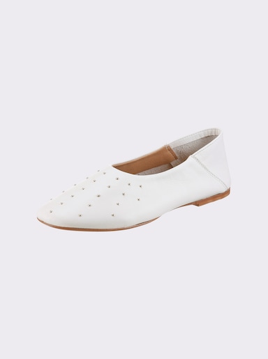 heine Ballerina mit Nietenverzierung - weiß-goldfarben