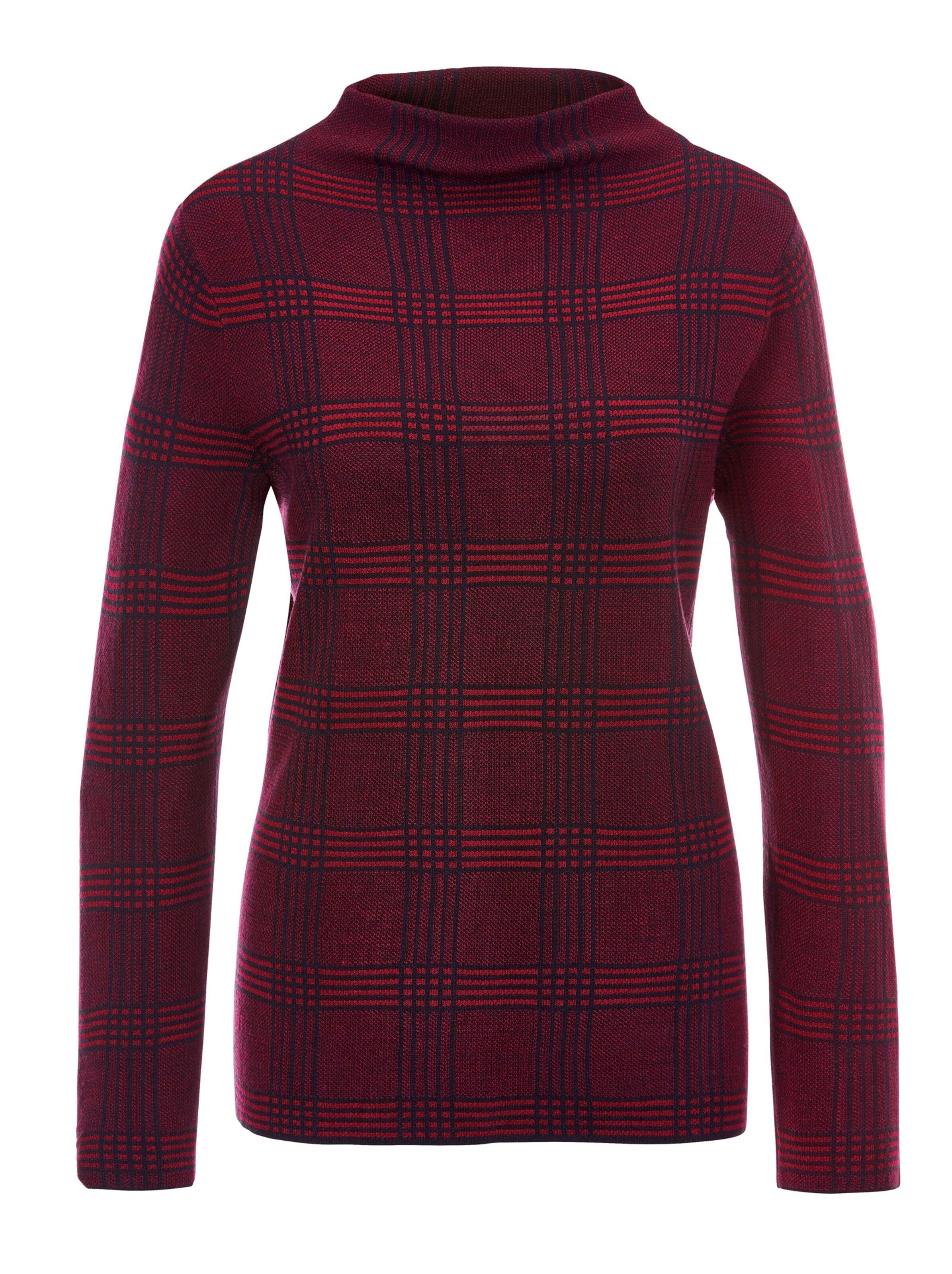 Pullover - rot-gemustert