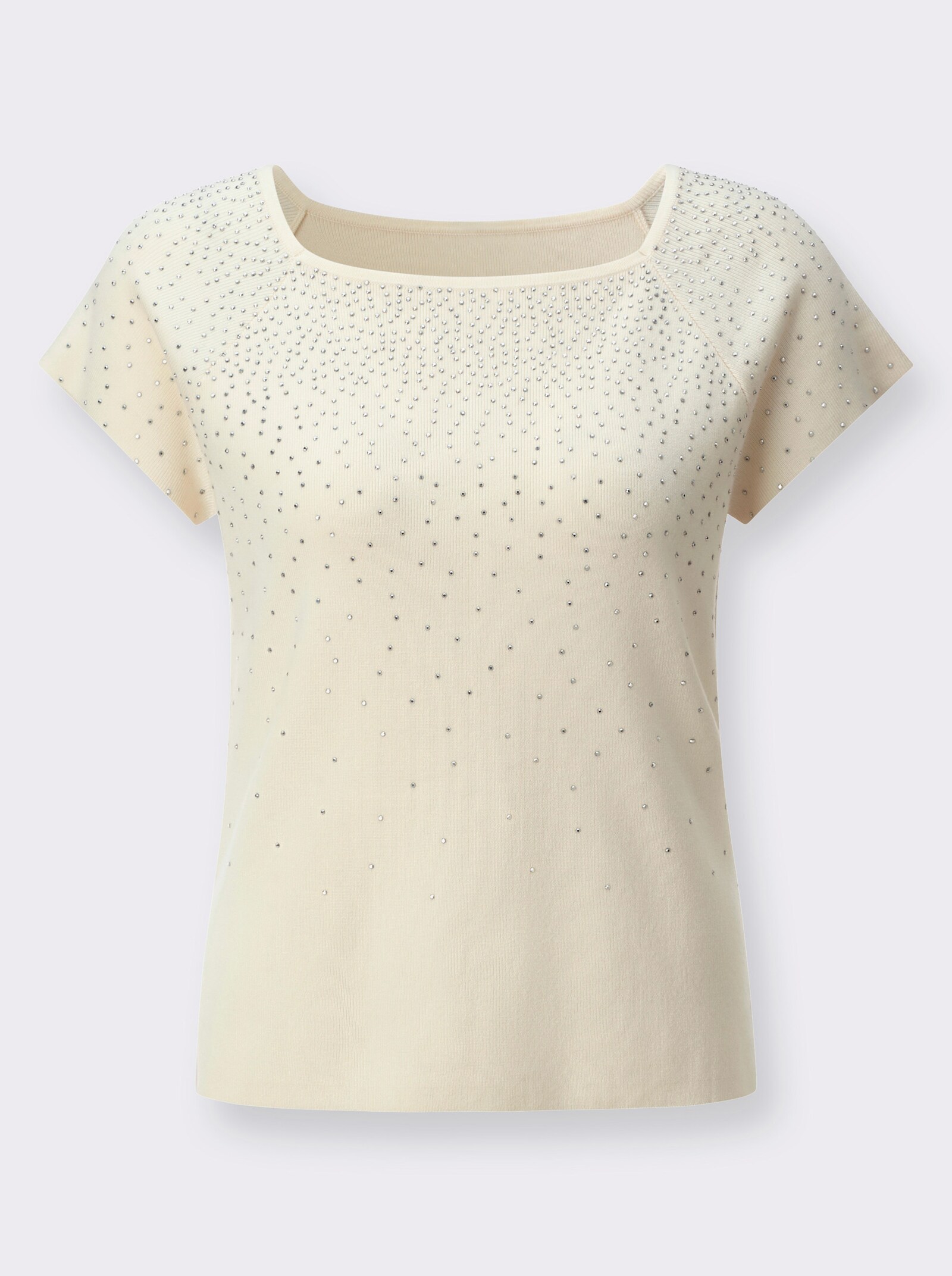 Kurzarmpullover mit Schmucksteinchen - champagner
