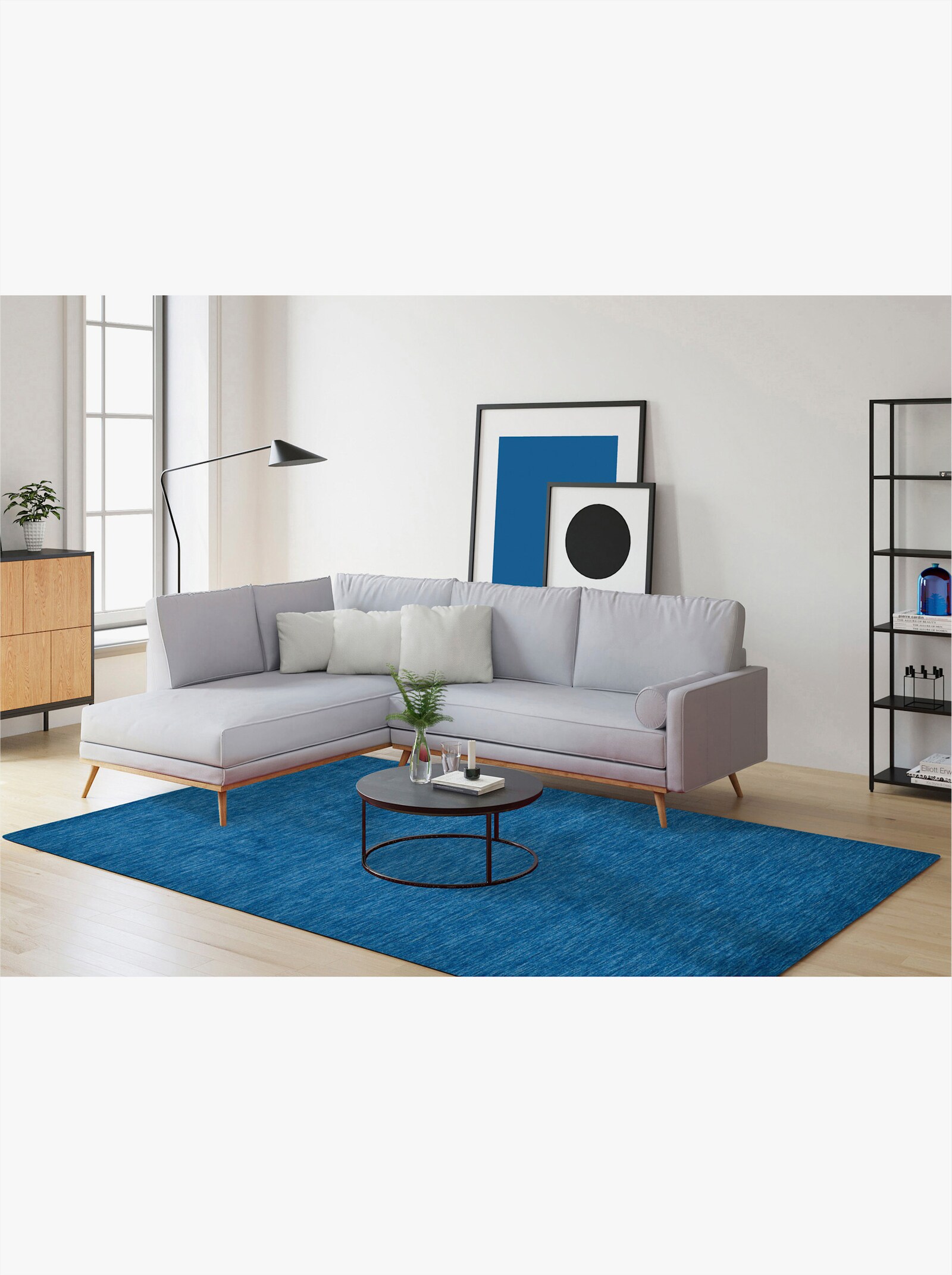 Theko Handwebteppich - blau