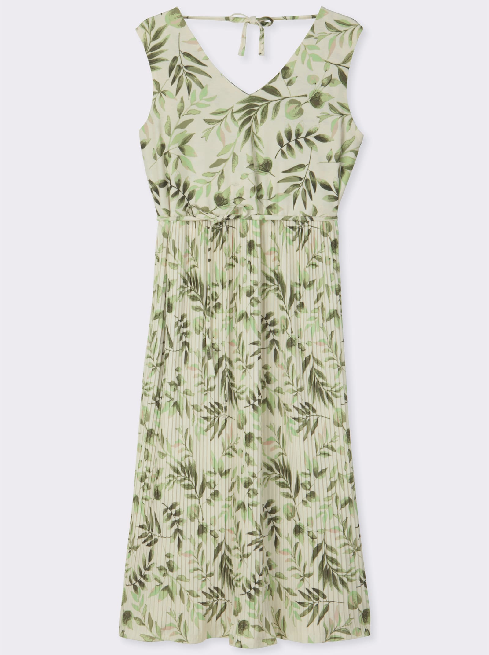 sheego Blumenkleid mit plissiertem Rock - champagner-pistazie-gemustert