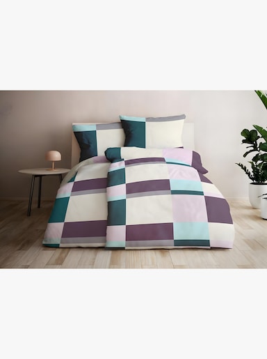 Grund Wendebettwäsche - lila-petrol-bedruckt