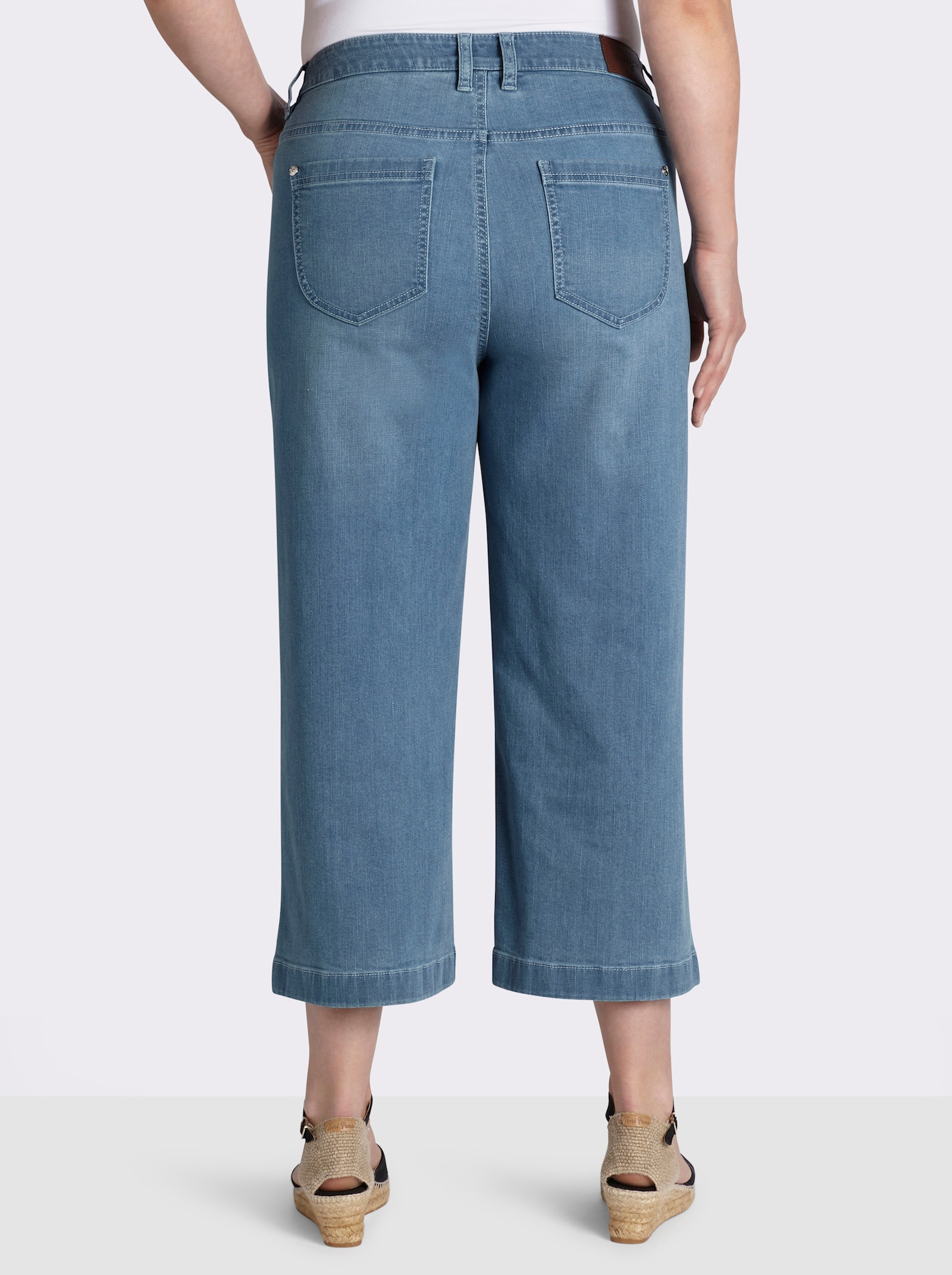 sheego 7/8-Jeans mit weitem Bein - blue-bleached