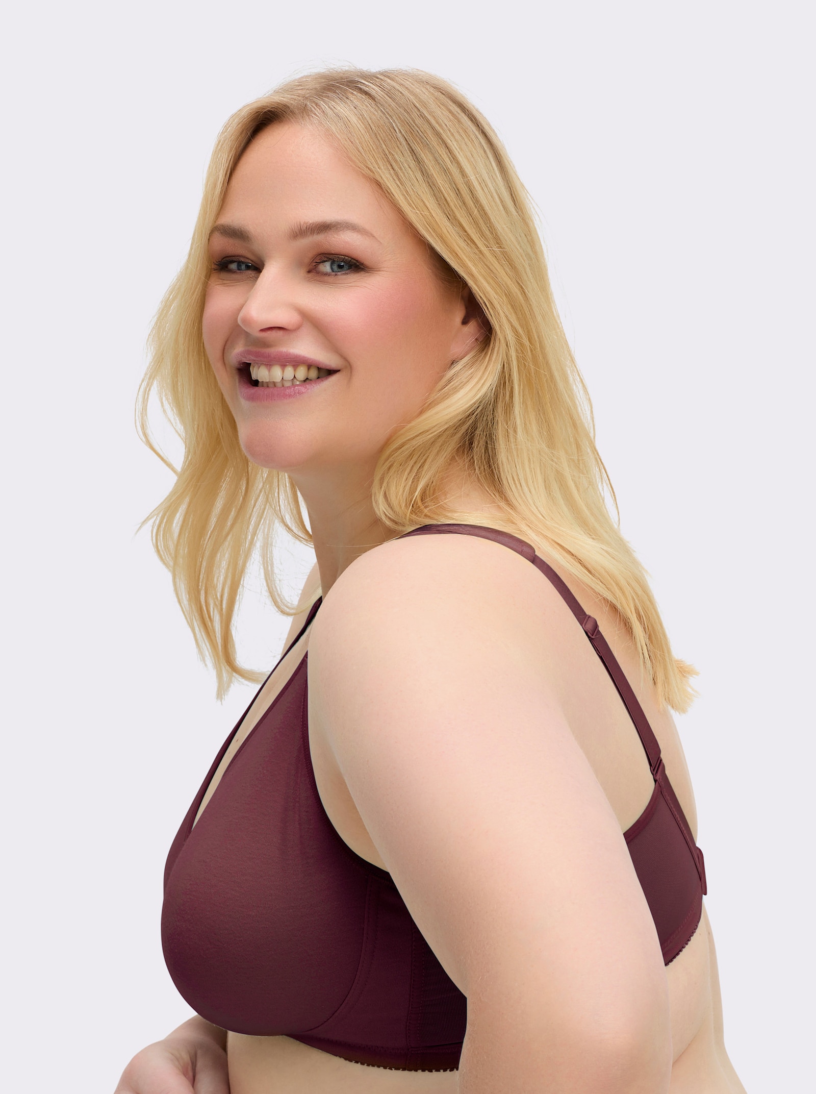 wäschepur Komfort-BH ohne Bügel mit transparenten Einsätzen - burgund