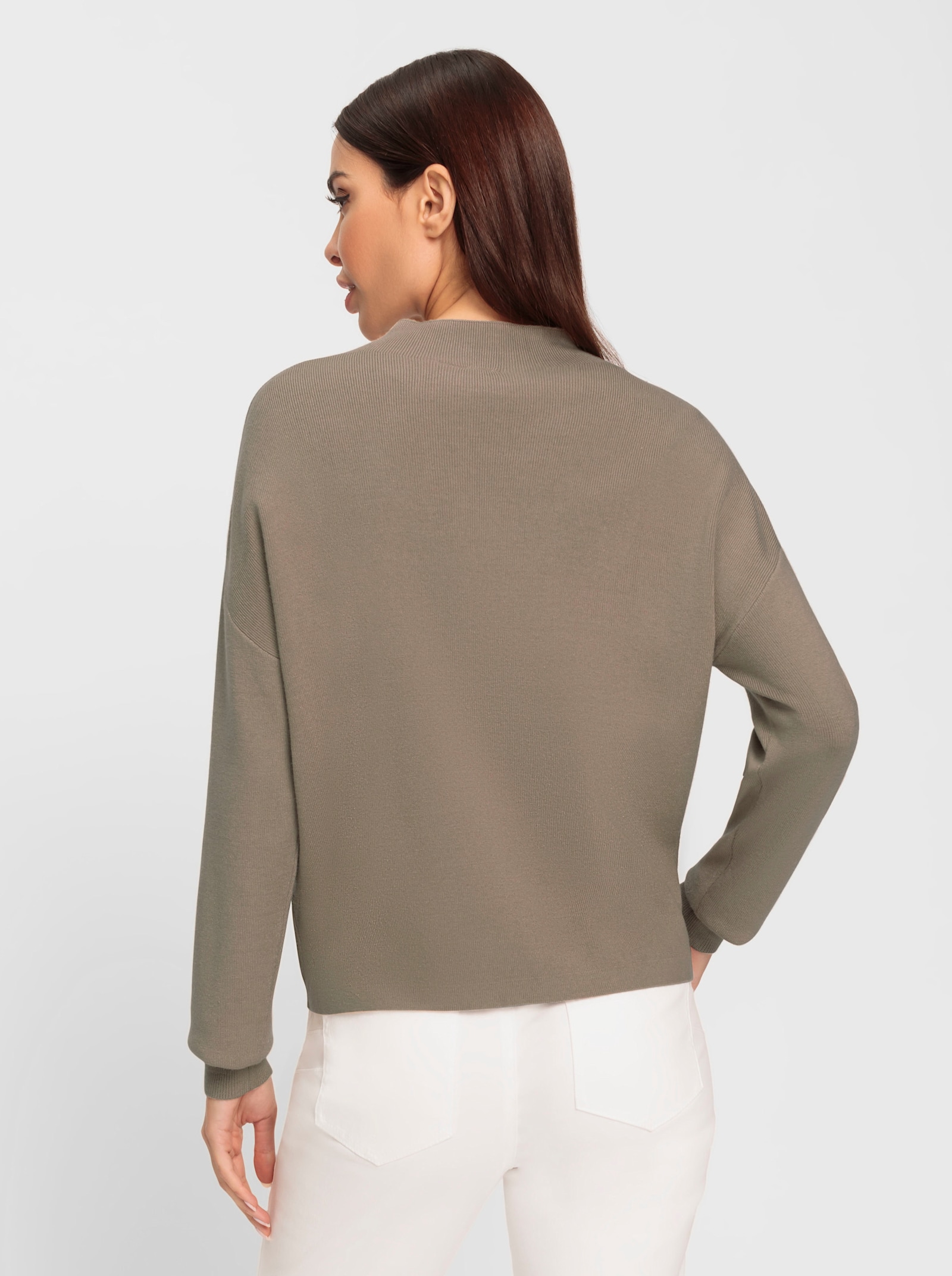 heine Stehkragenpullover mit überschnittener Schulter - sesam