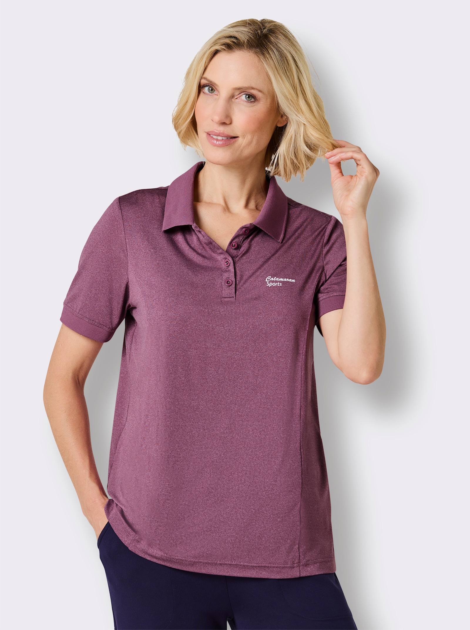 Catamaran Sports Funktionsshirt mit Seitenschlitzen - malve-meliert