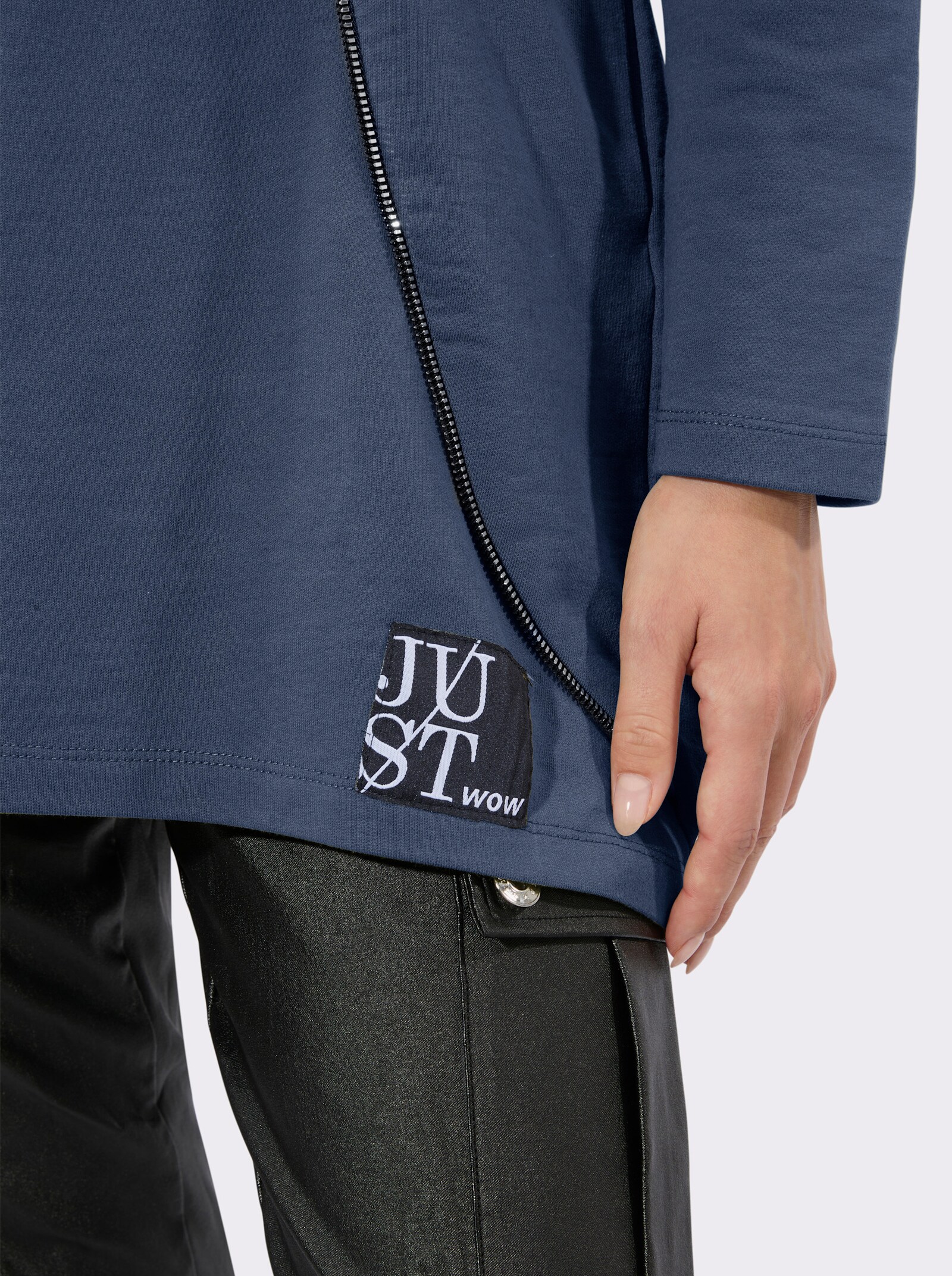 Longsweatshirt mit Zierreißverschluss - rauchblau
