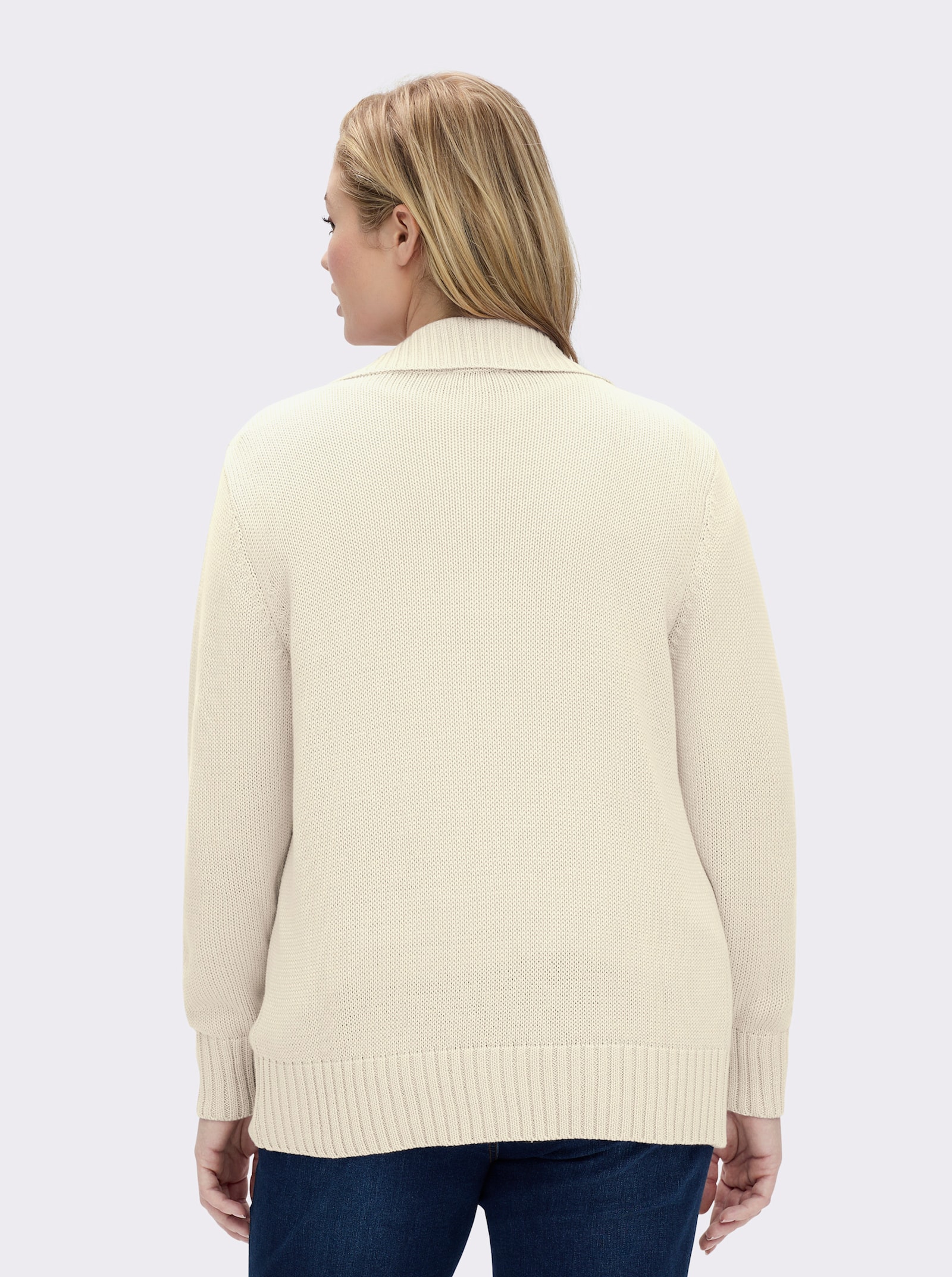 Strickjacke mit 2-Wege-Reißverschluss - wollweiß