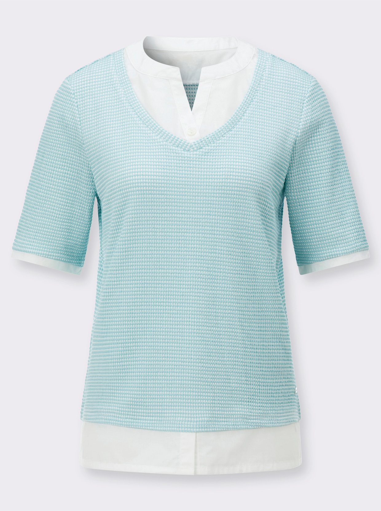 2-in-1-Shirt - mint-weiß-bedruckt