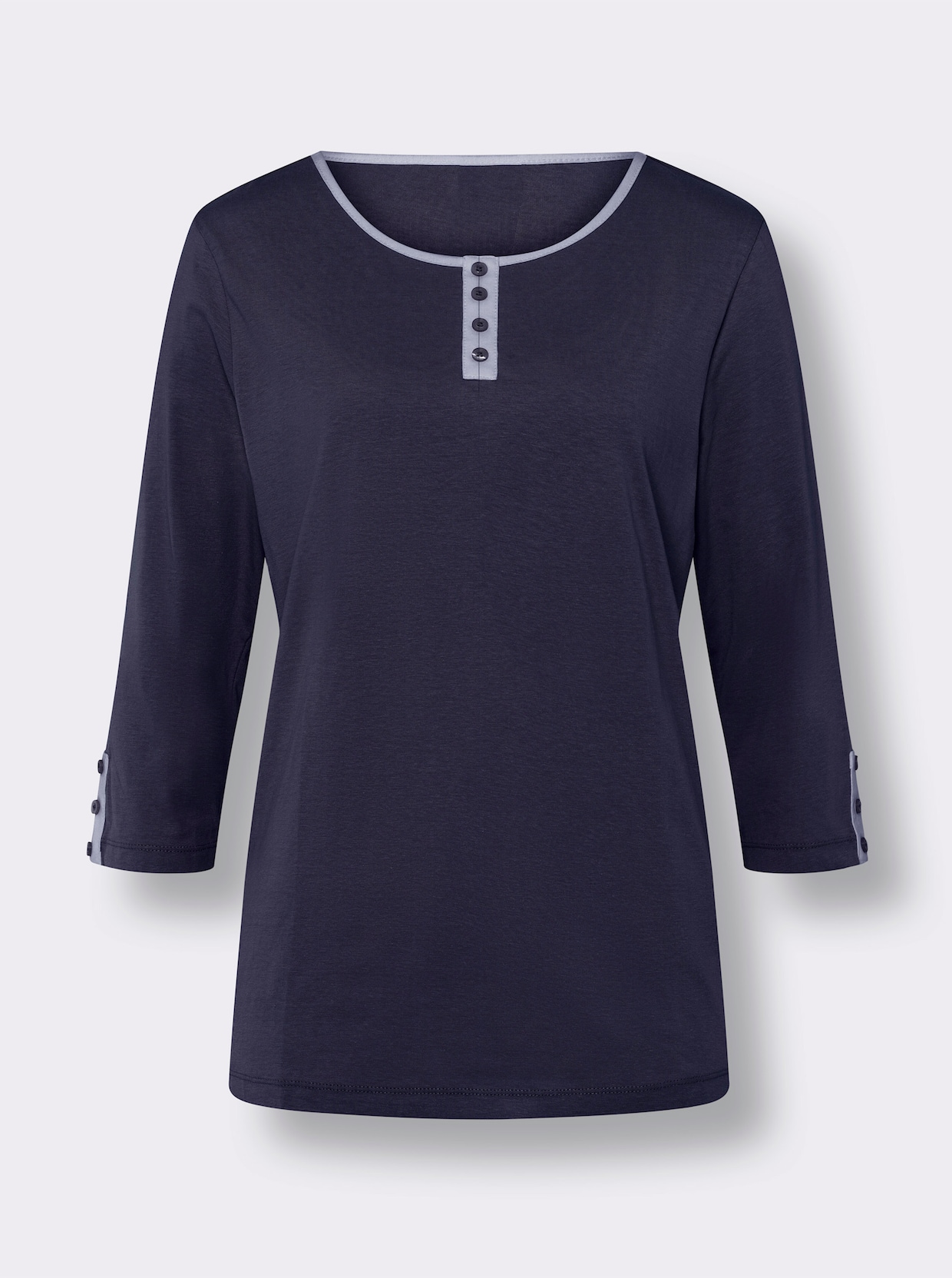 Shirt met 3/4-mouw - marine/wit