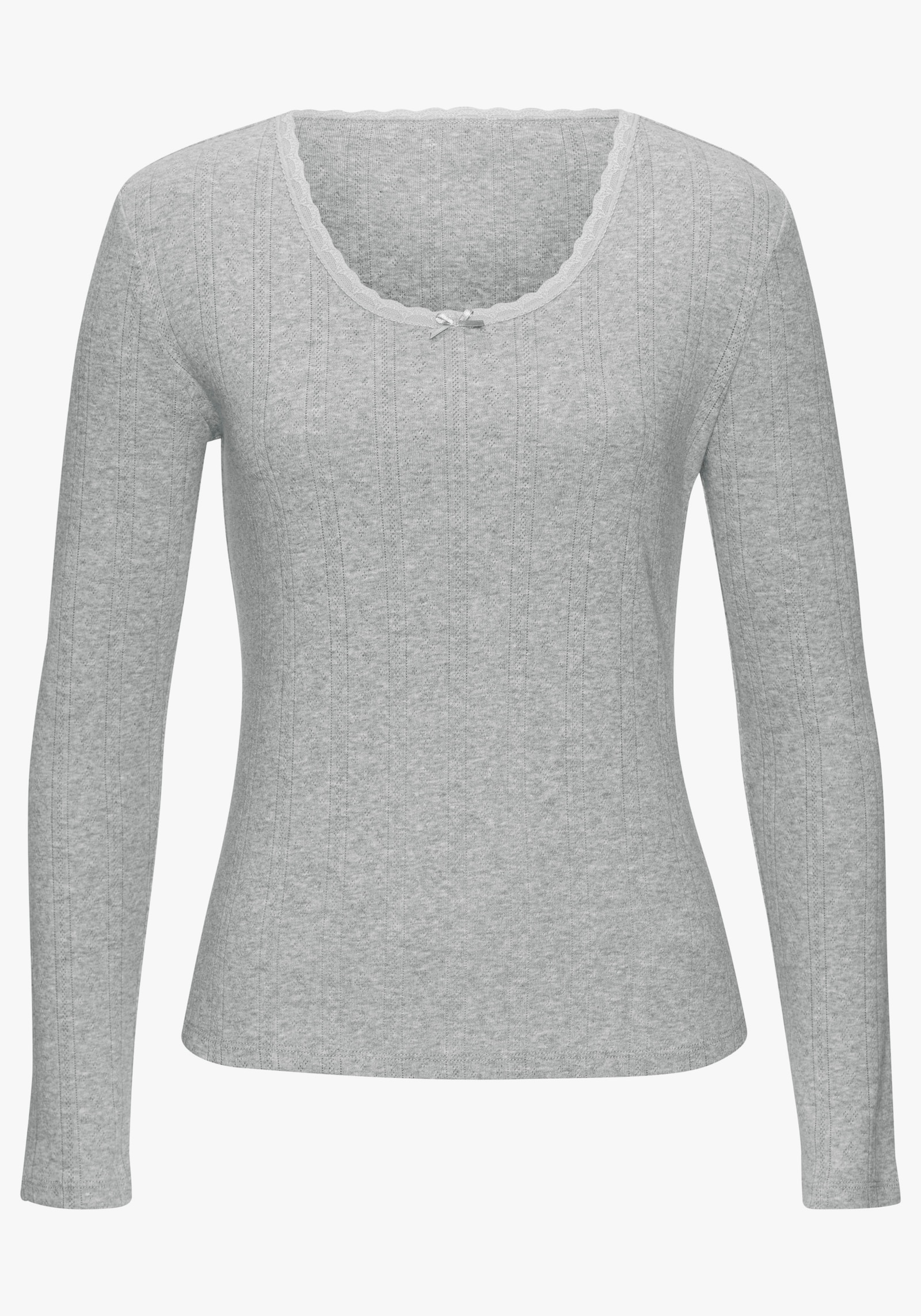 Vivance Langarmshirt - grau meliert, creme
