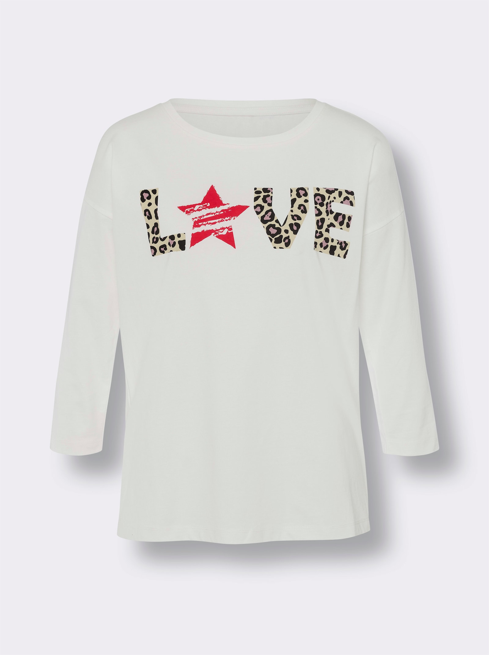 heine Langarmshirt mit Leo-Schriftzug - ecru