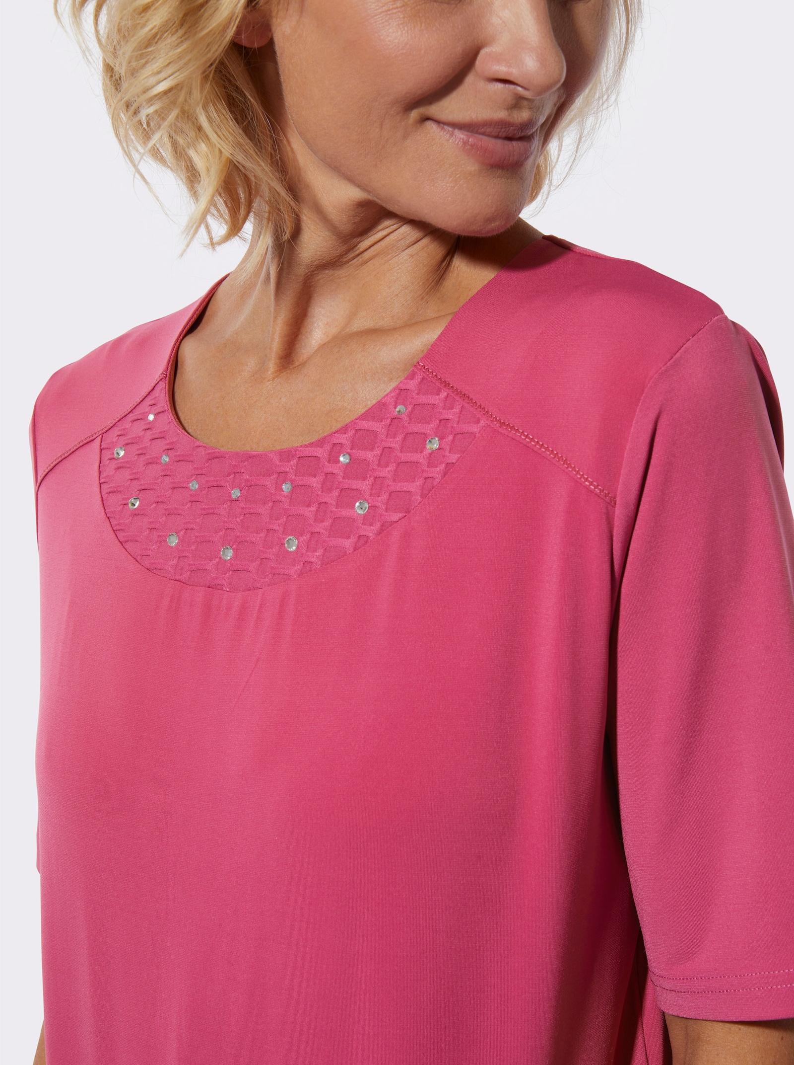 Rundhalsshirt mit Schulterpasse vorne - erika
