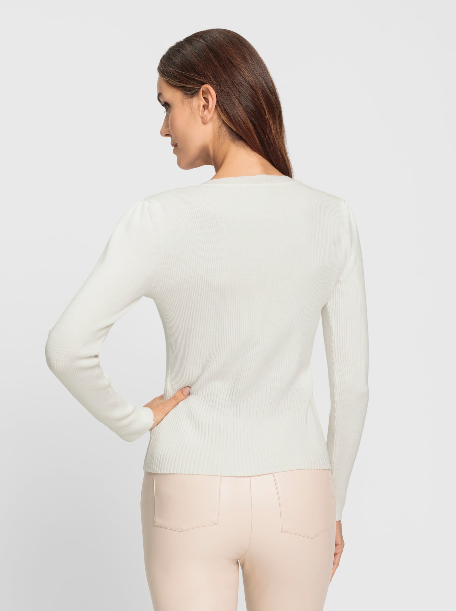 heine Feinstrickpullover mit Wellenkante - ecru