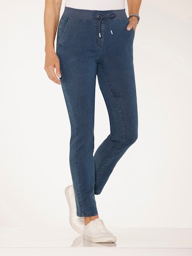 Comfortjeans met ogen en sierband - blue-stonewashed