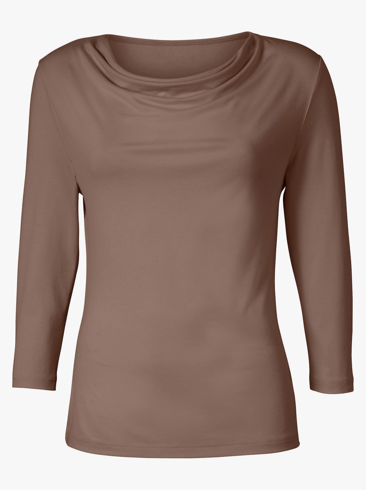 Shirt met cascadehals - taupe