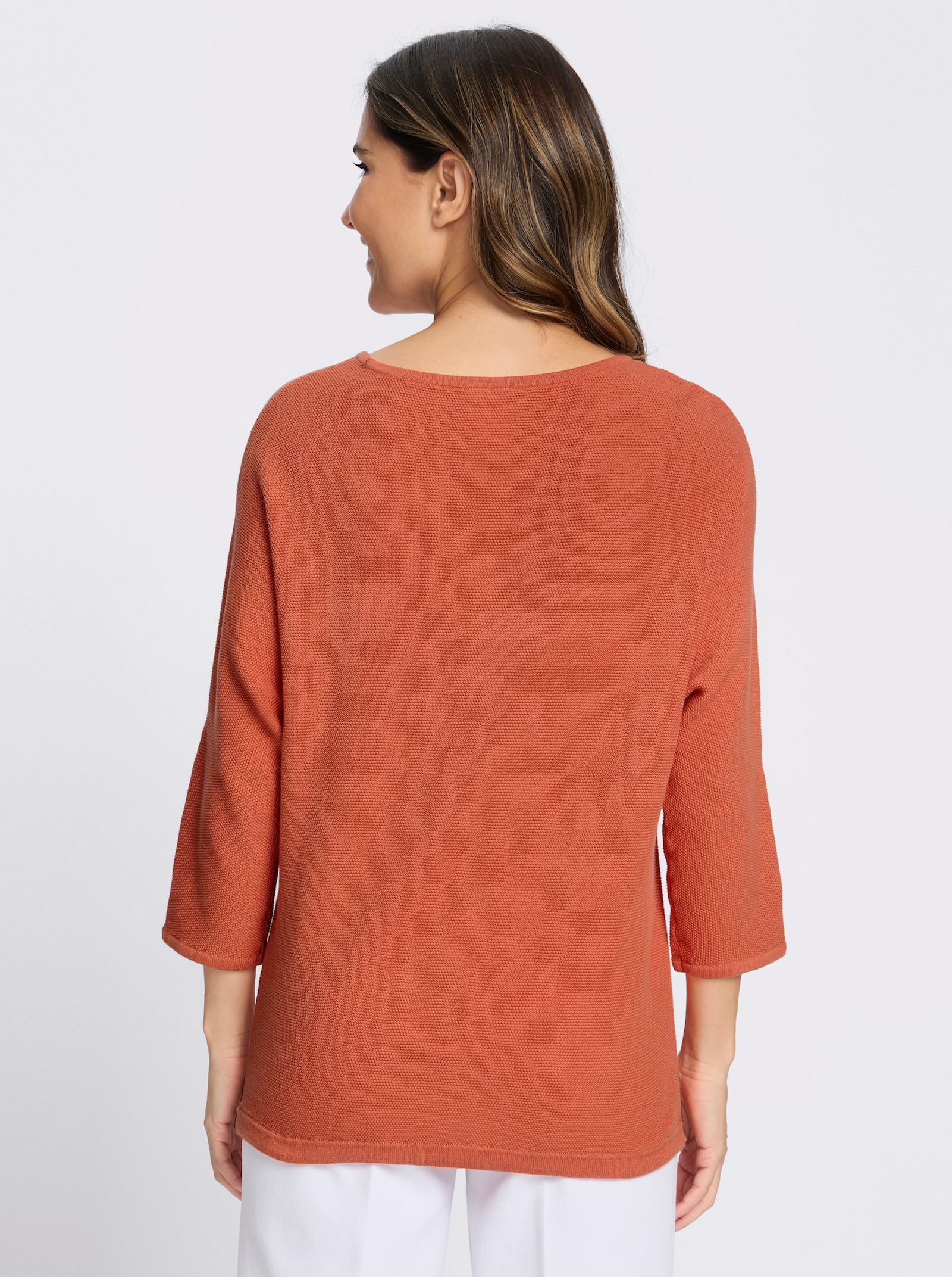 3/4 Arm-Pullover mit Fledermaus-Ärmeln - papaya