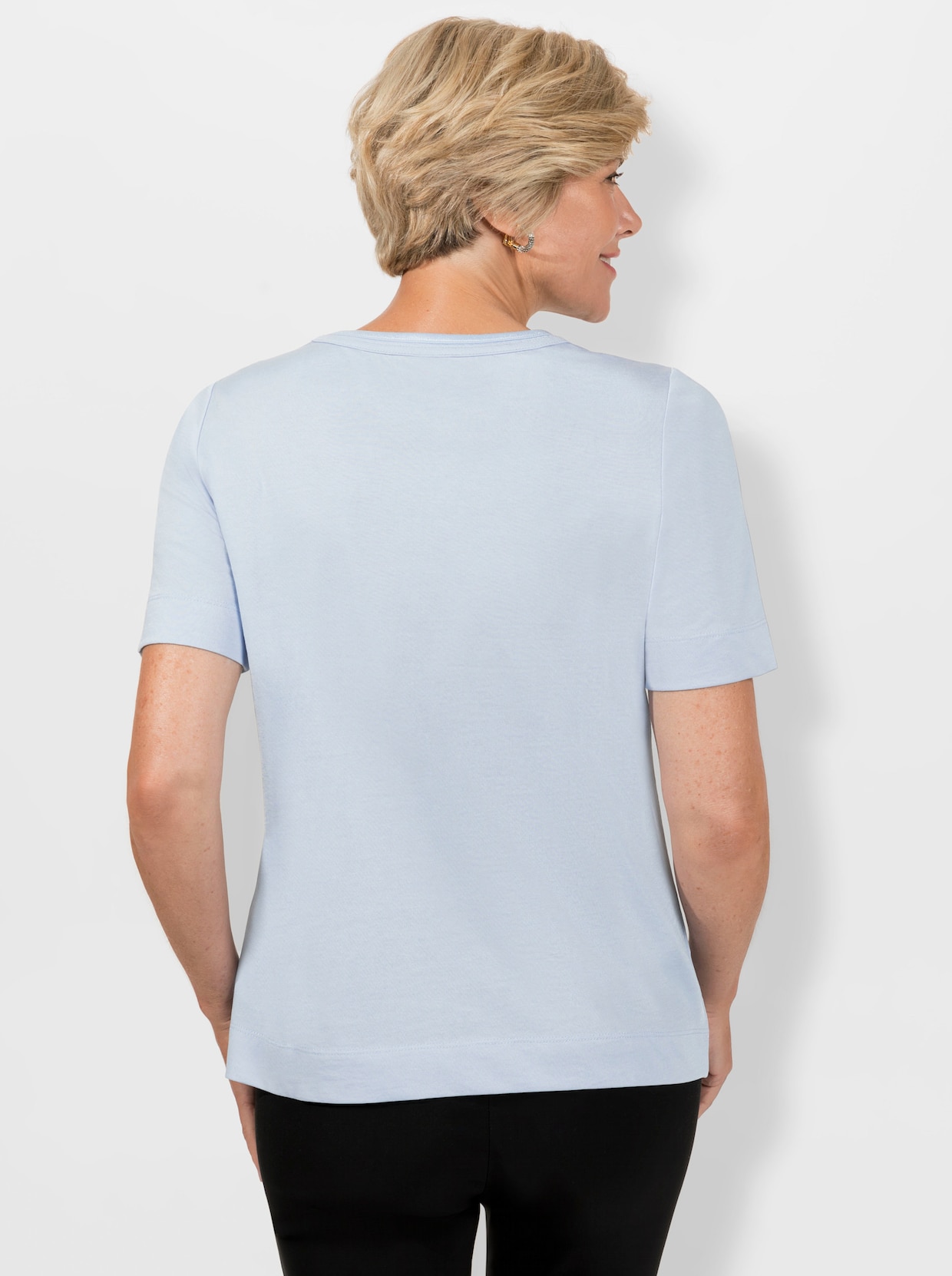 Rundhalsshirt - eisblau