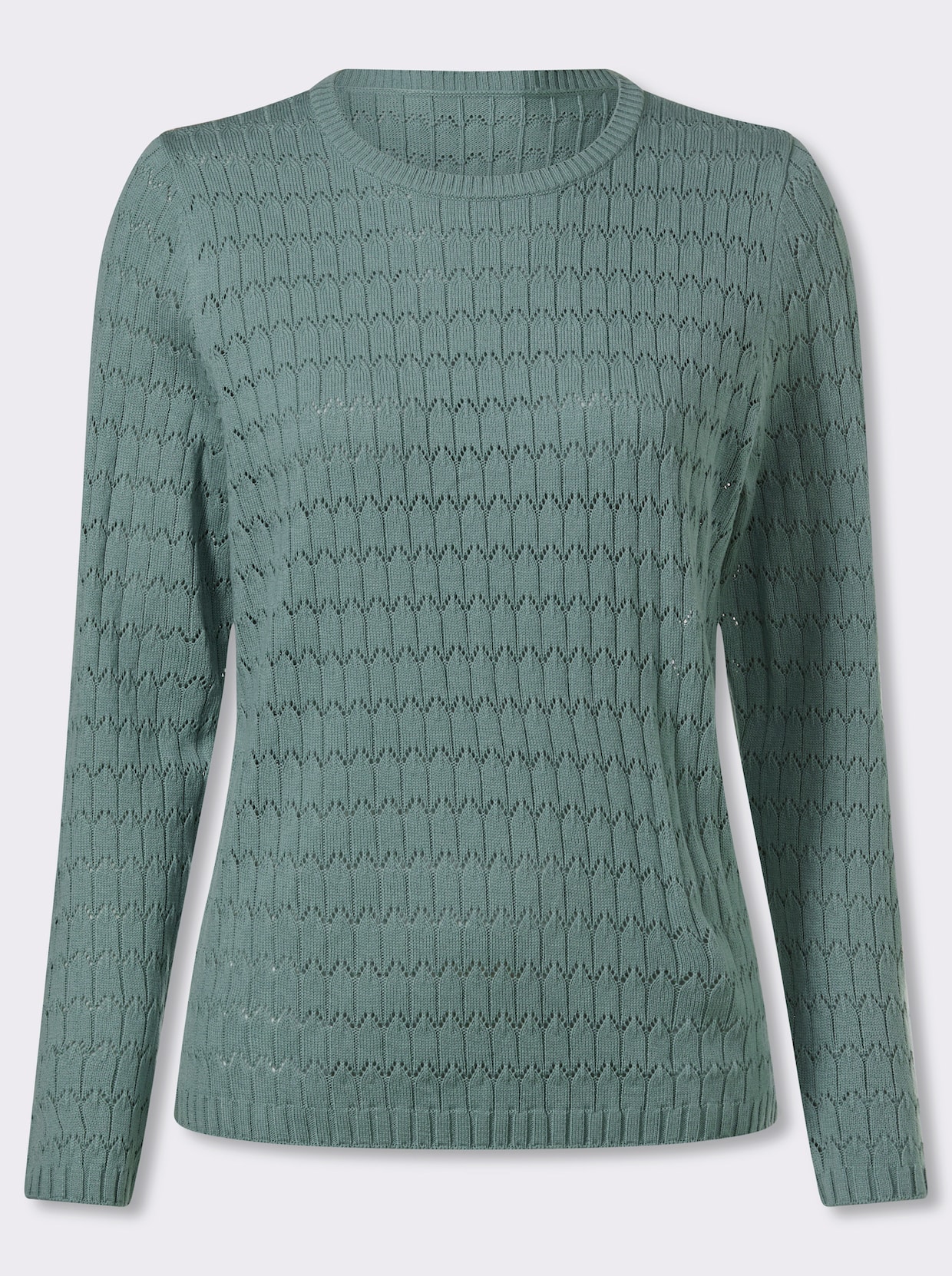 Pullover met ronde hals en mix van breipatronen - jade